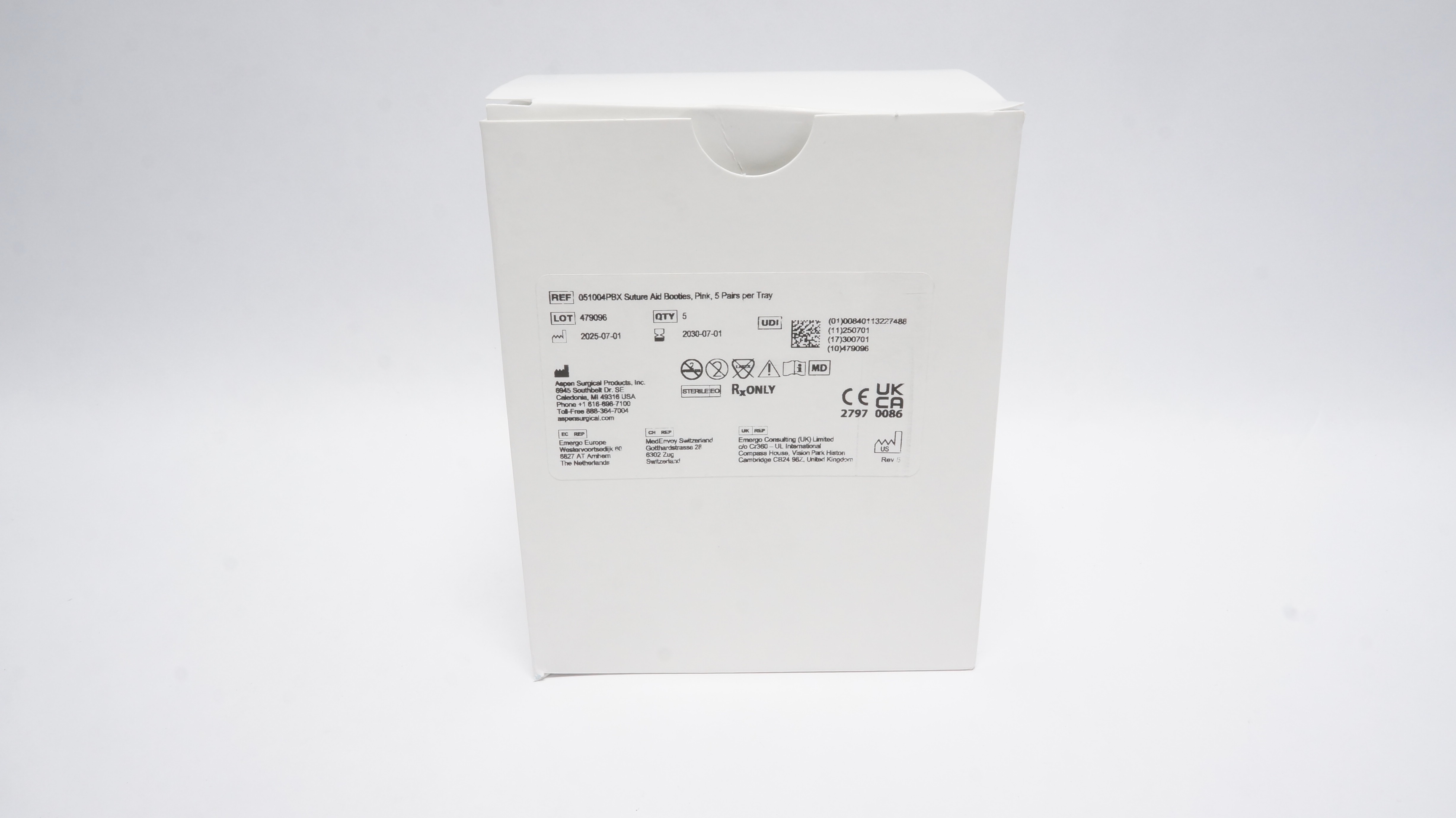 Aspen Surgical 051004PBX Suture Aid Booties, Pink - Box of 5 Pairs of Tray