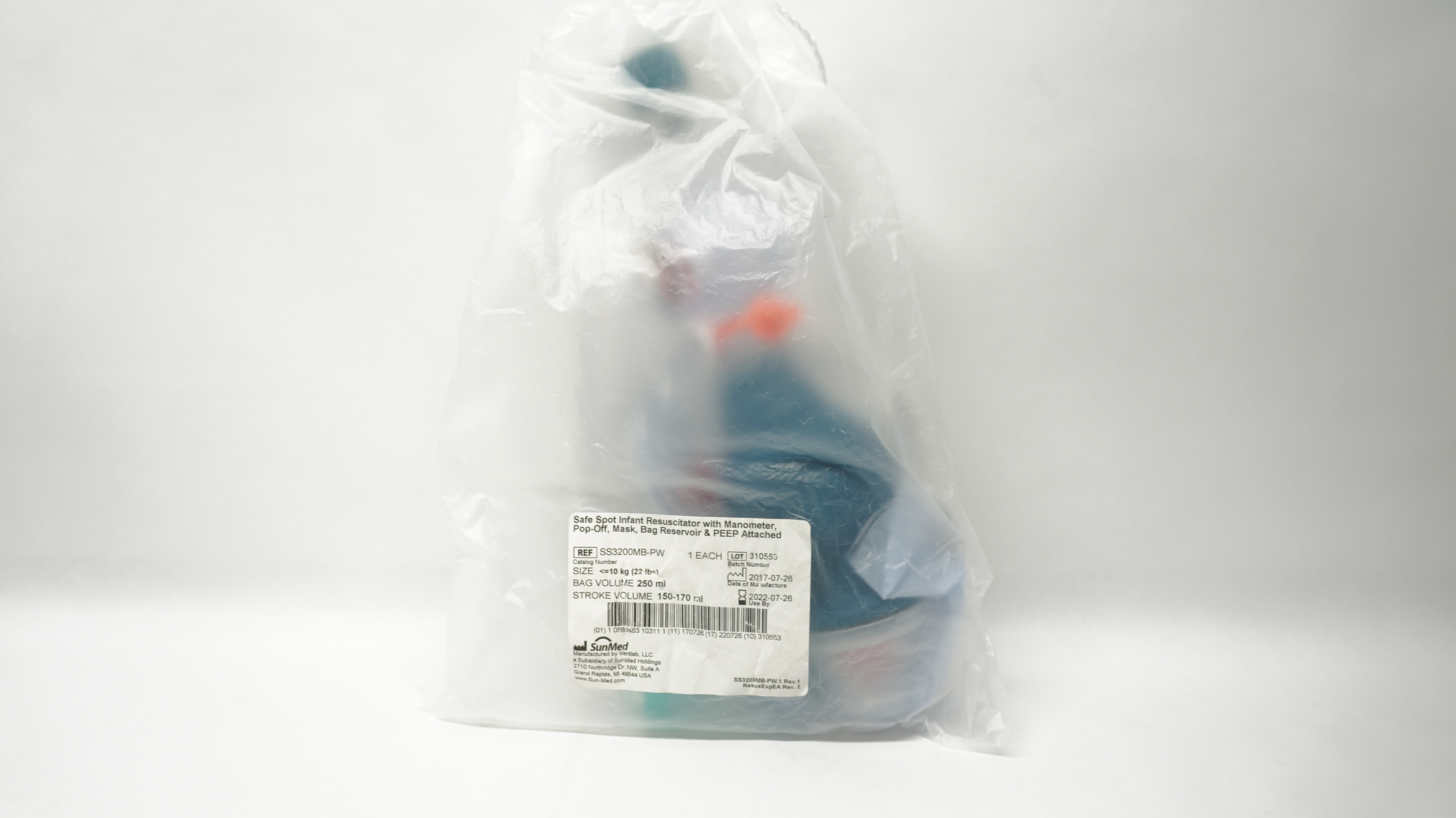 SunMed SS3200MB-PW Safe Spot Infant Resuscitator with Manometer Pop-Off