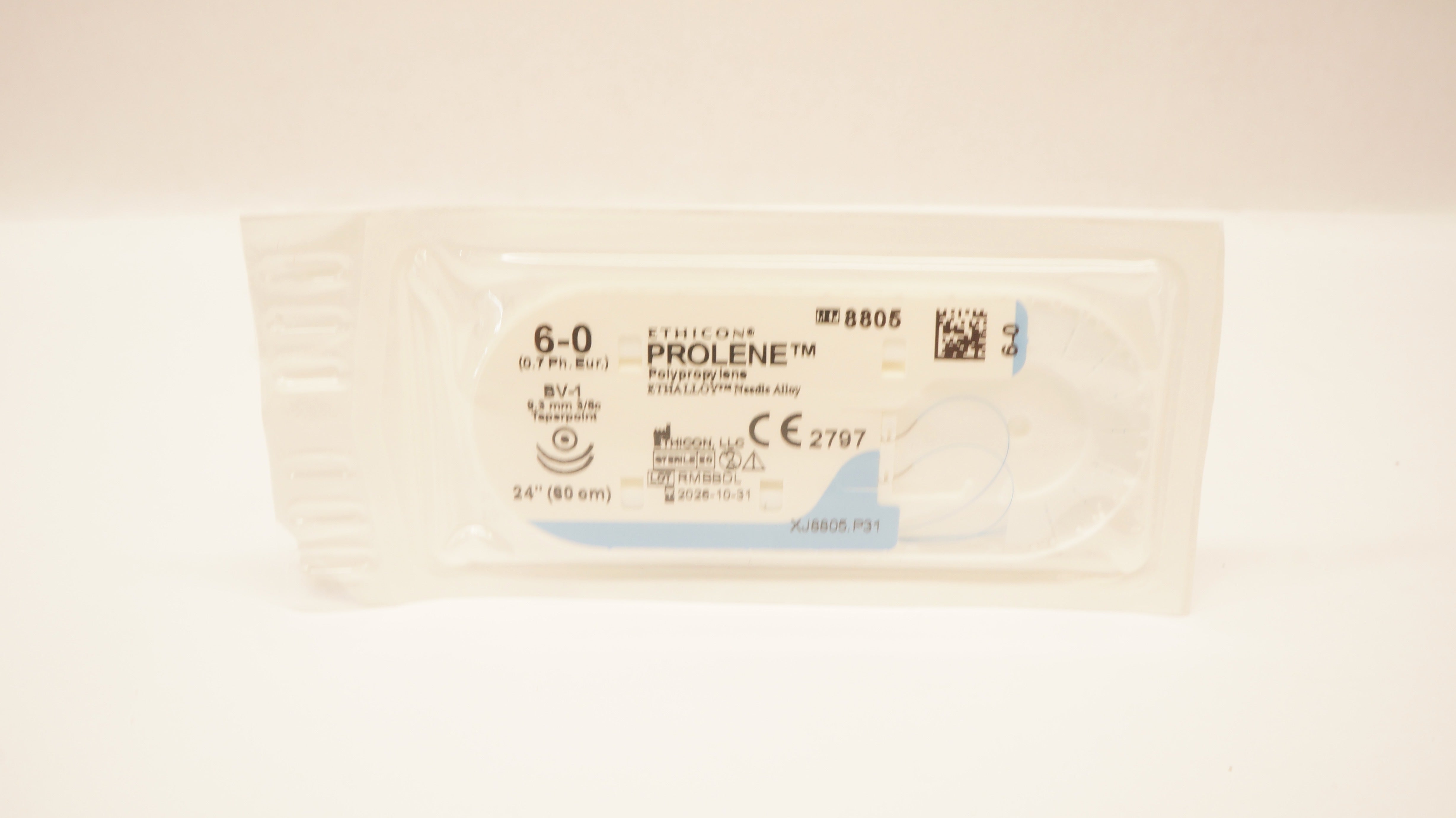 Ethicon 8805 6-0 PROLENE Polypropylene Stre BV-1 9.3mm 3/8c Taperpoint, 24 inch