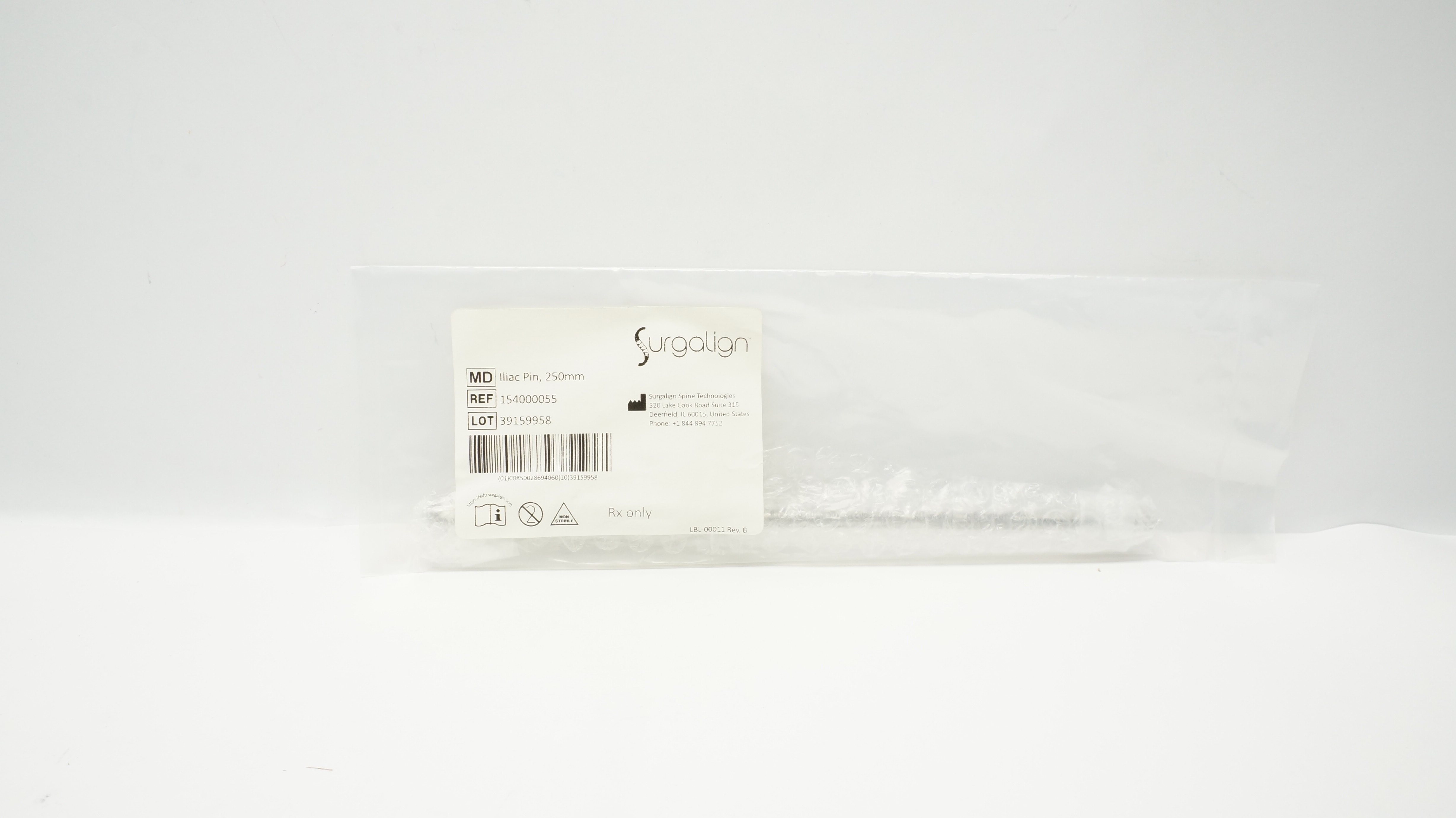 Surgalign 154000055 Iliac Pin 250mm