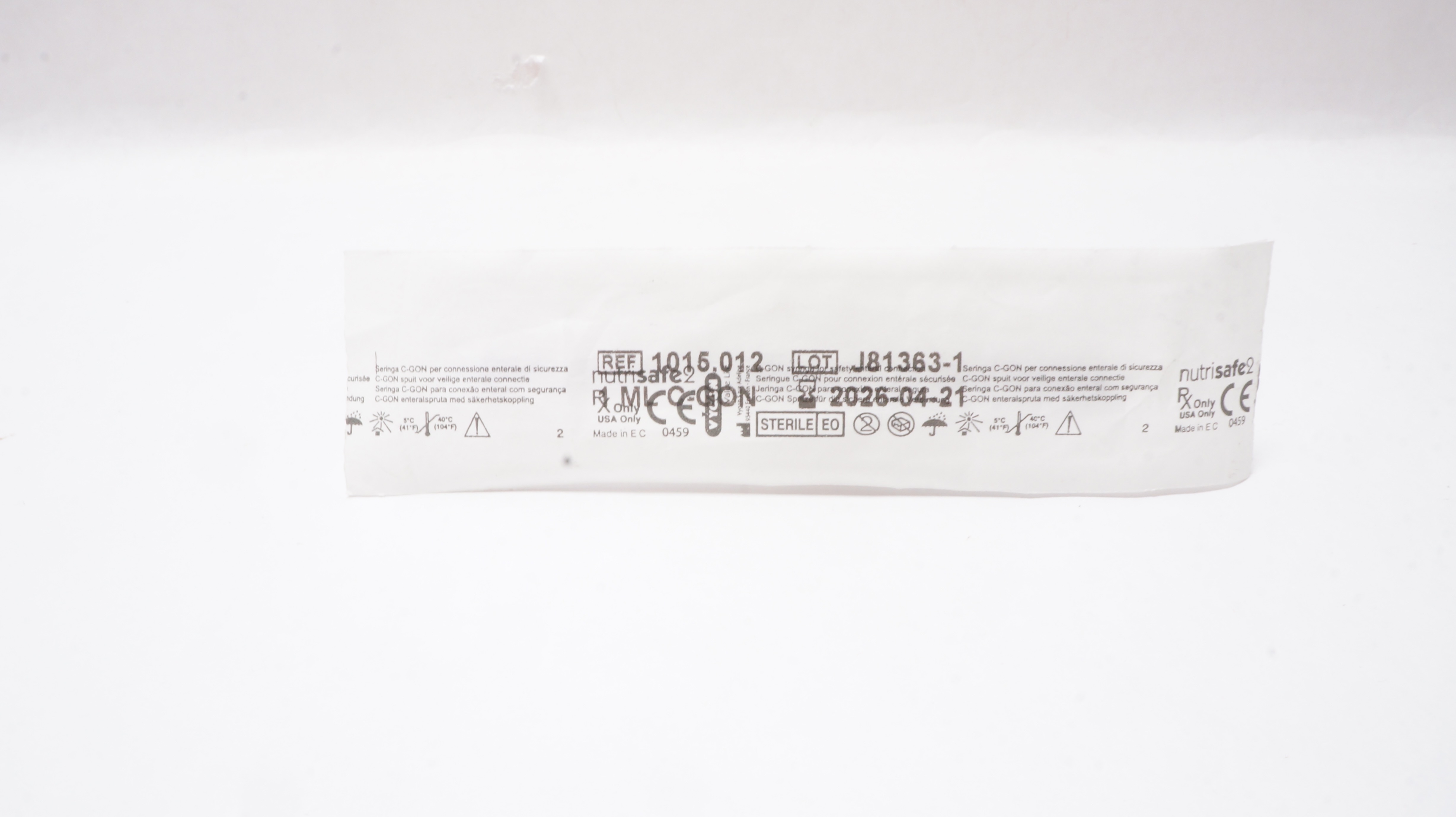 Vygon 1015.012 Safe Ente Feeding Syringe w/ a Nutrisafe2 Connection 1ml C-Gon