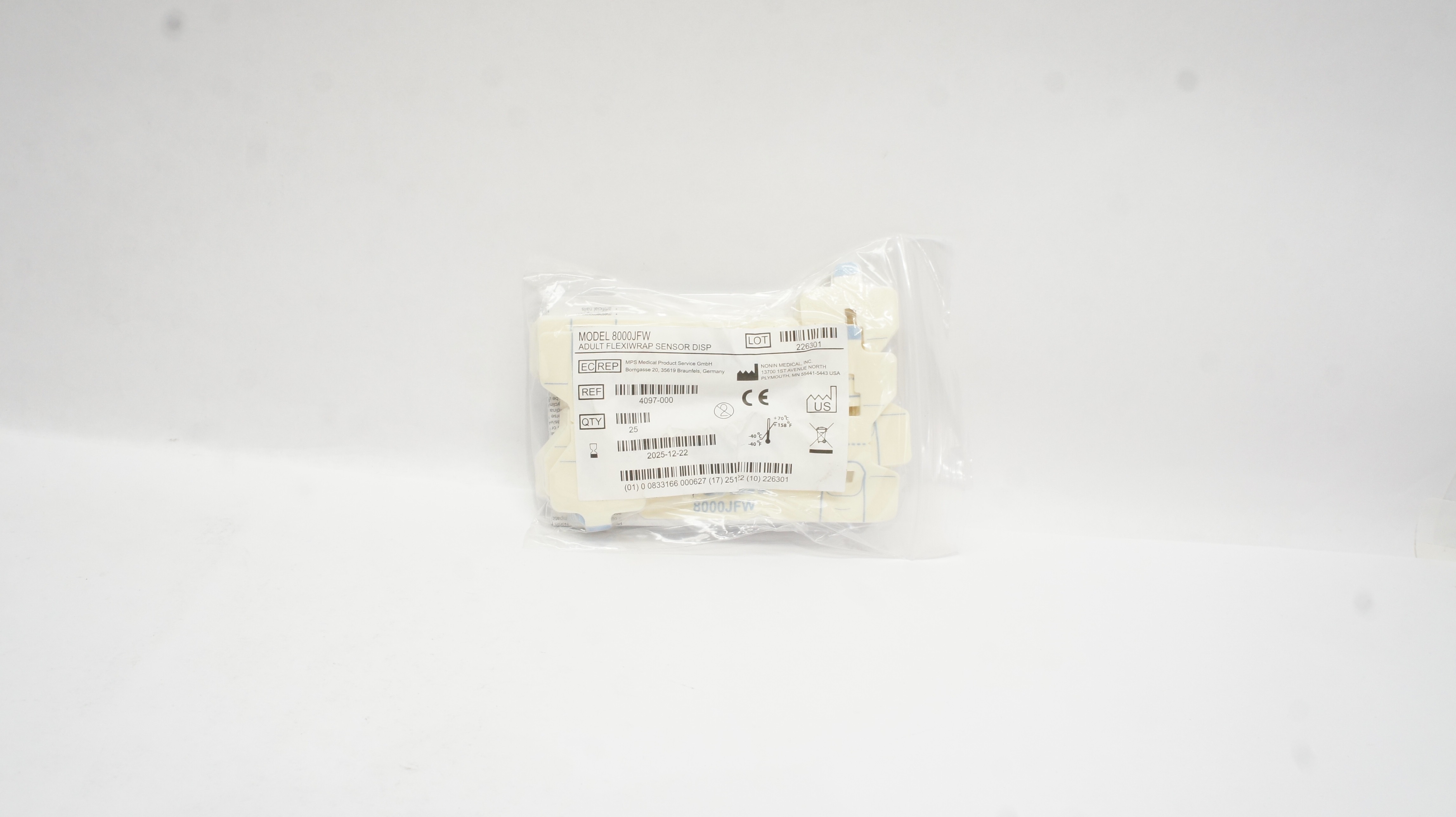 Nonin Medical 4097-000 8000JFW Adult Flexiwrap Sensor Disp - Pack of 25