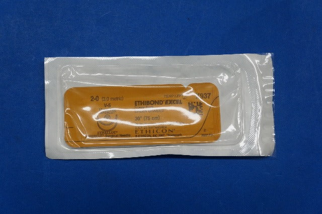 Ethicon X937 2-0 ETHIBOND EXCEL, V-5 17mm 1/2c TAPERCUT, Green Braided, 30