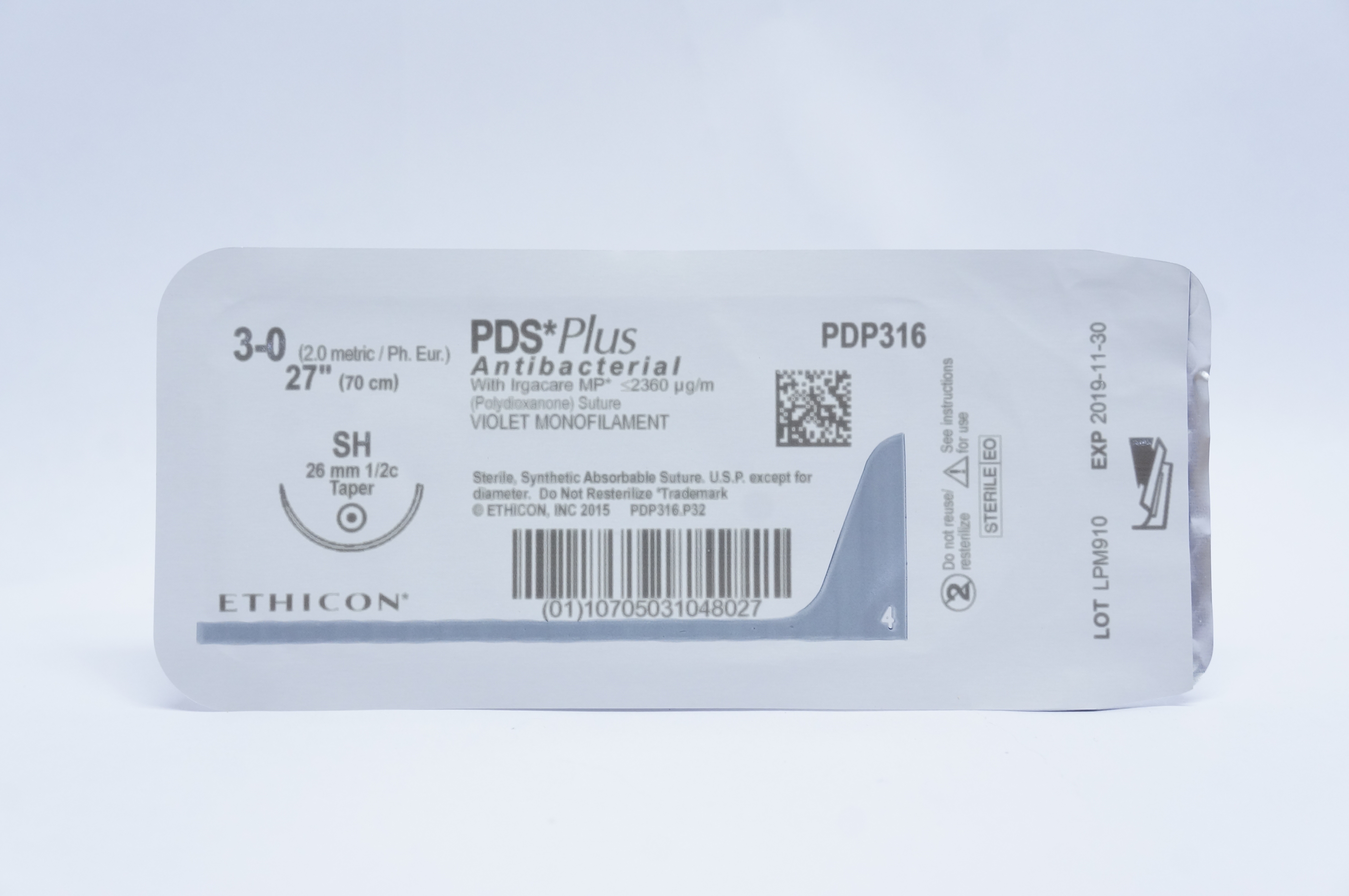 Ethicon PDP316 3-0 PDS Plus, SH 26mm 1/2c Taper, 27inch (x)