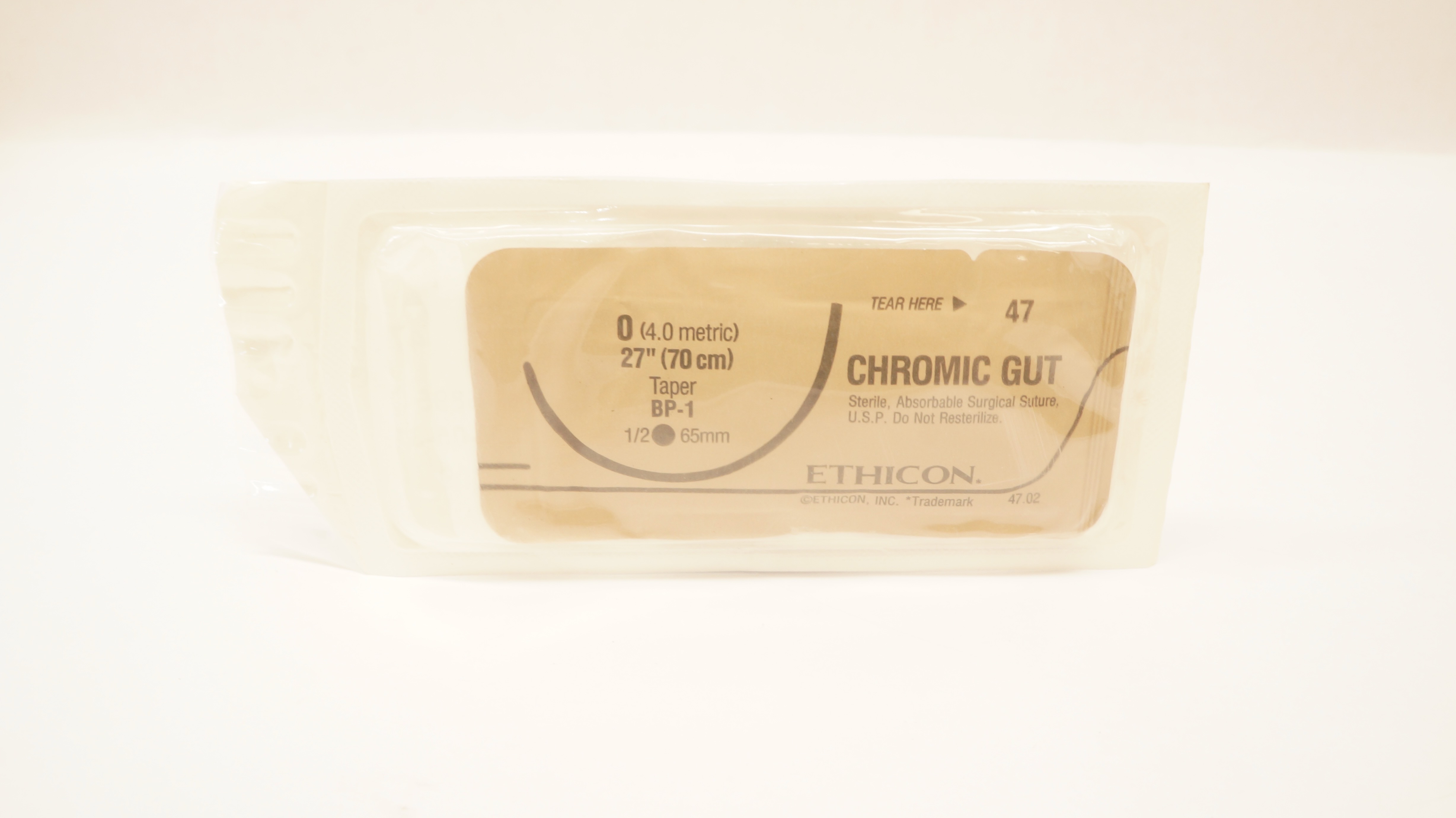 Ethicon 47 0 Chromic Gut Surgical Stre BP-1 1/2c 65mm Taper, 27inch