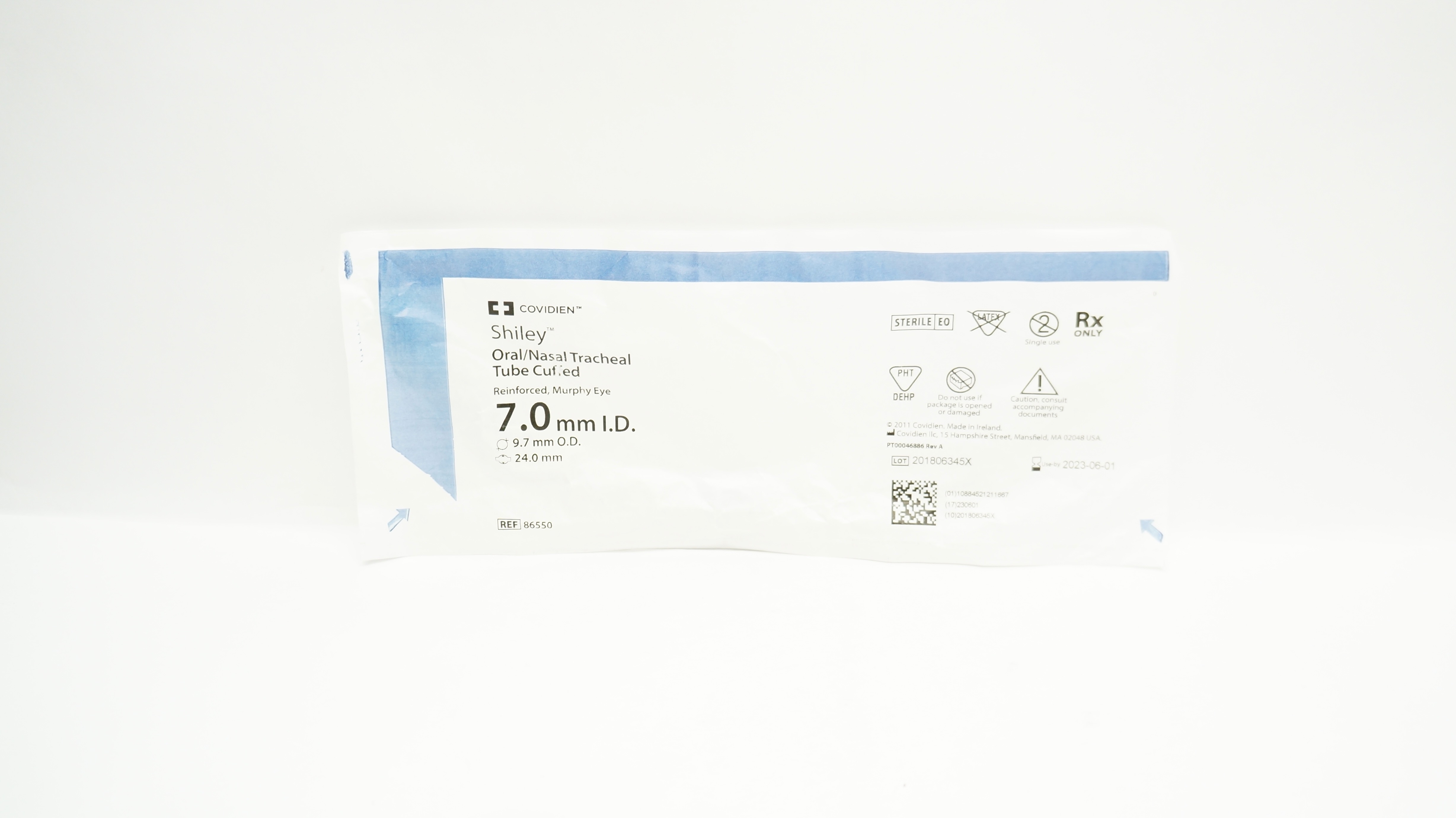 Covidien 86550 Shiley Oral/Nasal Tracheal Tube Cuffed 7.0ID x 9.7OD x 24.0mm(x)