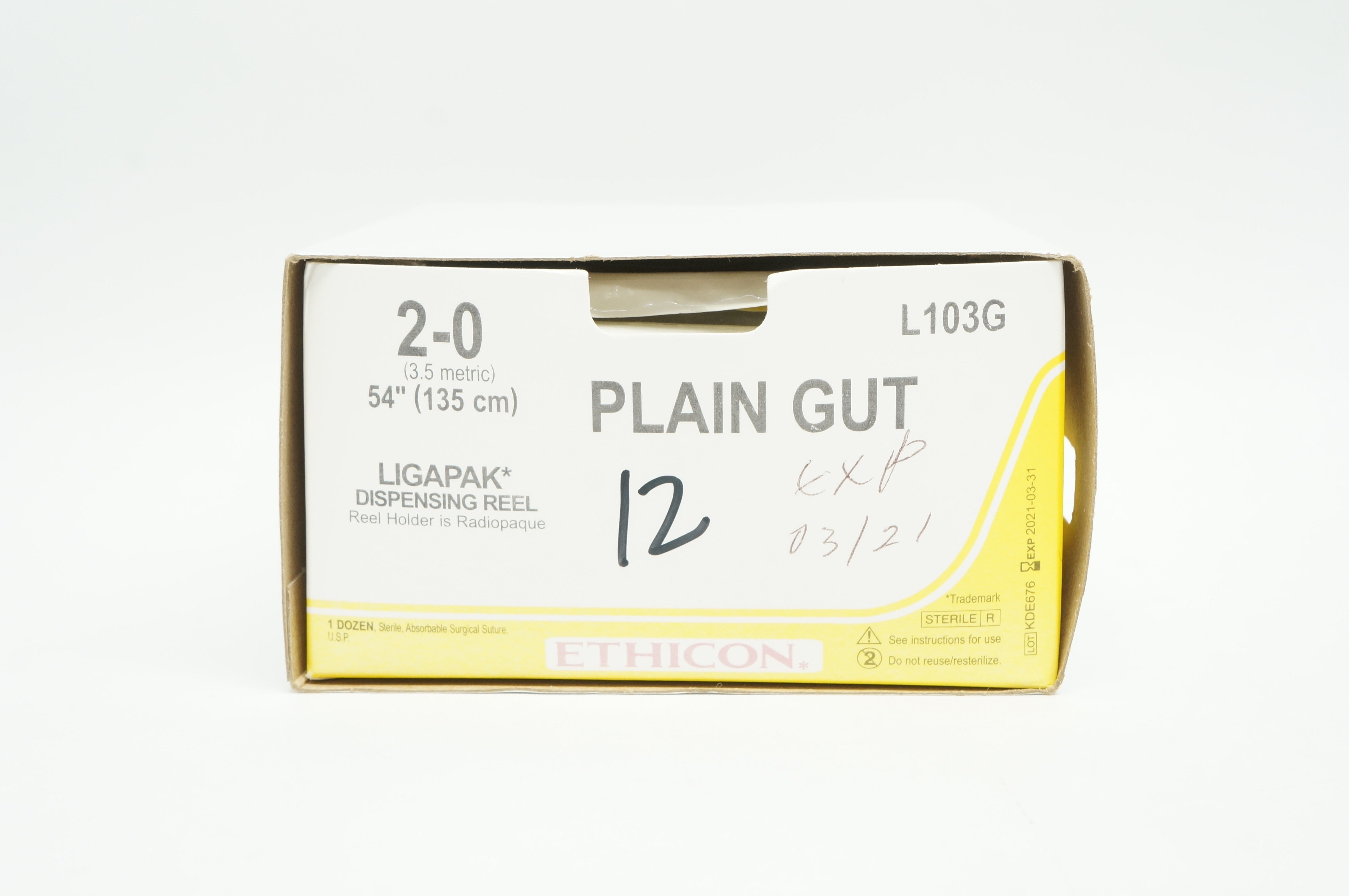 Ethicon L103G 2-0 Plain Gut Ligapak Dispensing Reel 54inch - Box of 12