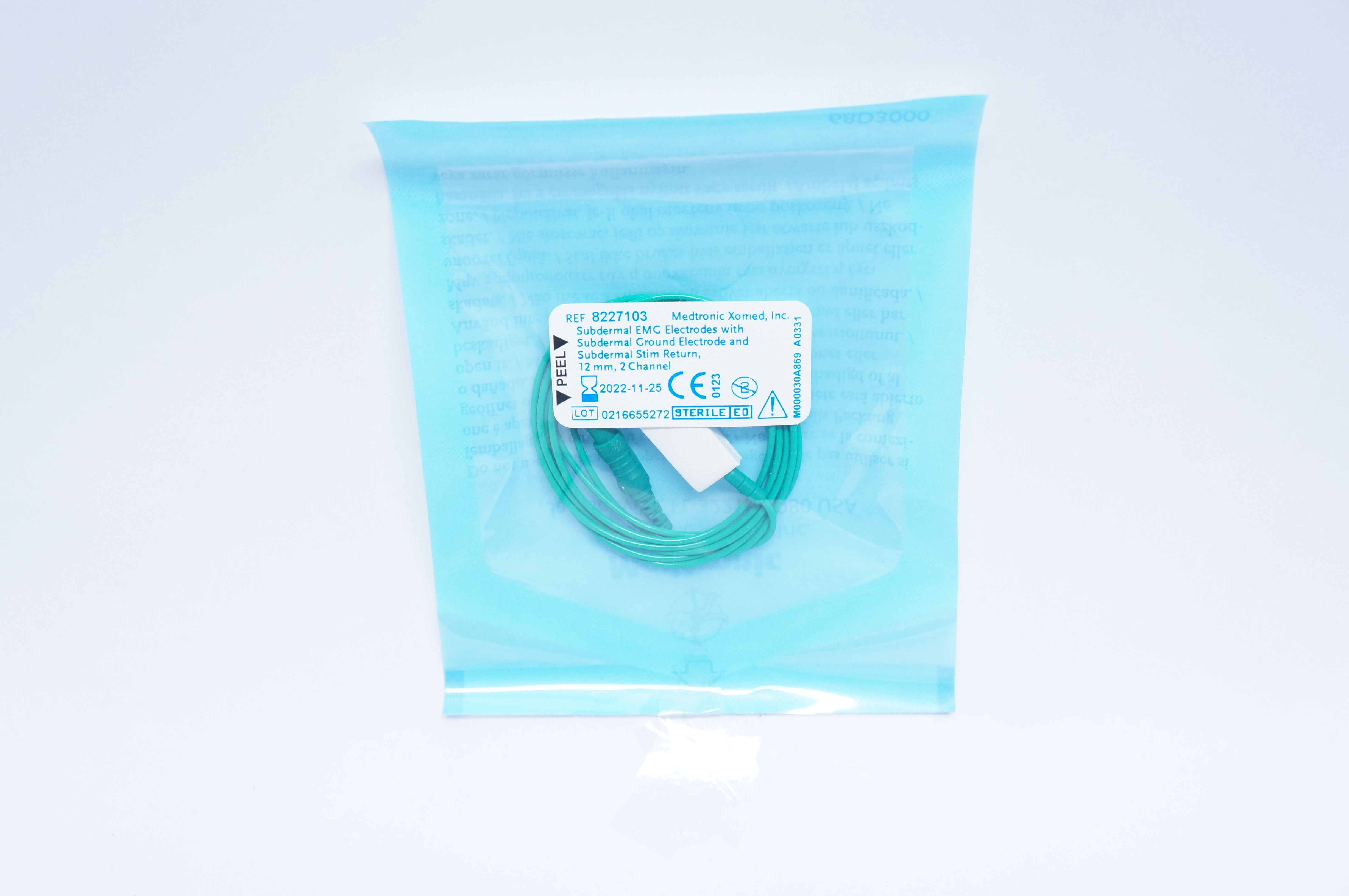 Medtronic 8227103 Subdermal EMG Electrodes with Ground Electrode,12mm,2 Channel