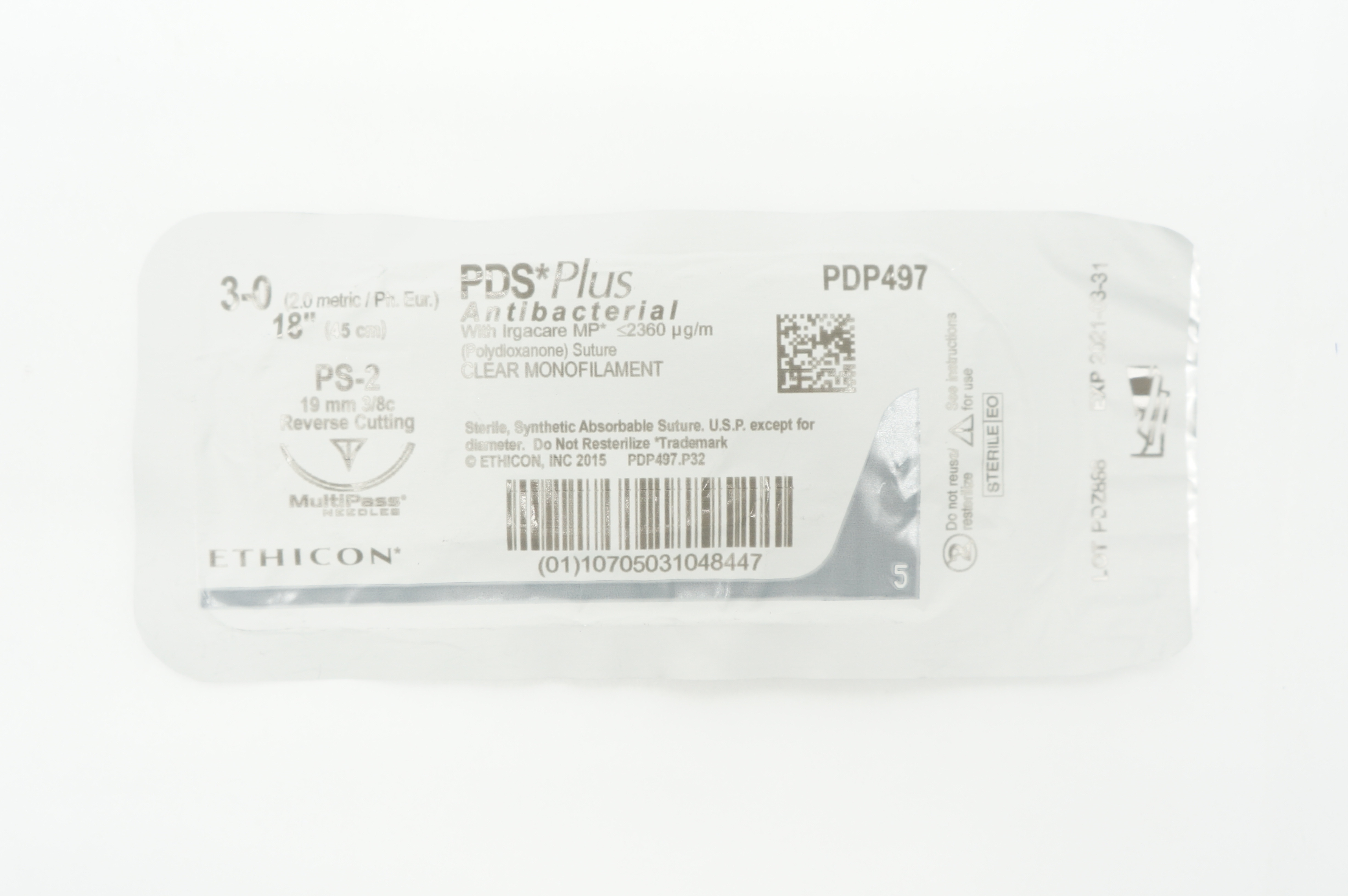Ethicon PDP497 3-0 PDS Plus, PS-2, 19mm 3/8c, 18inch