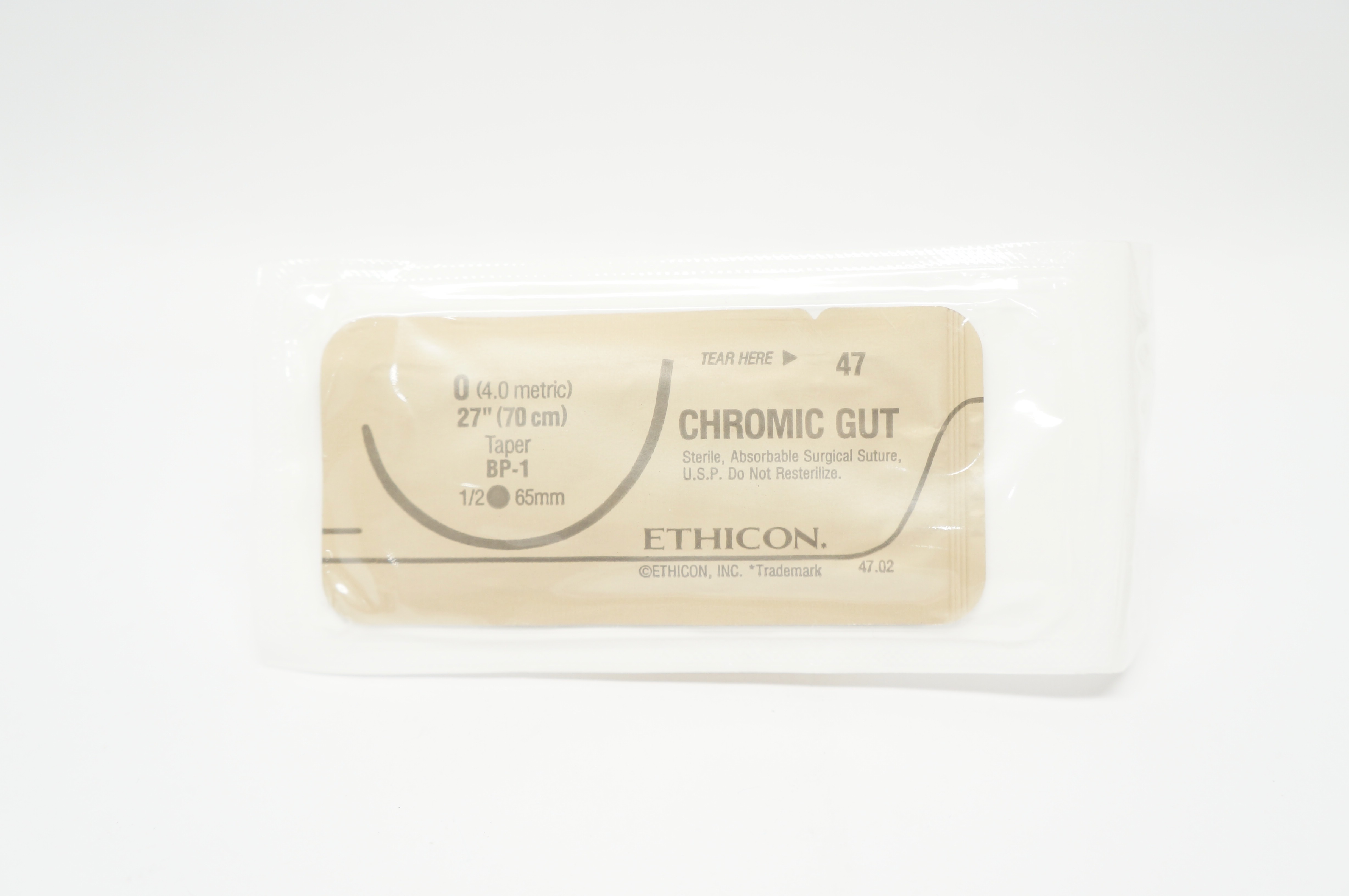 Ethicon 47 0 CHROMIC GUT, BP-1, 65mm 1/2c Taper,  27inch