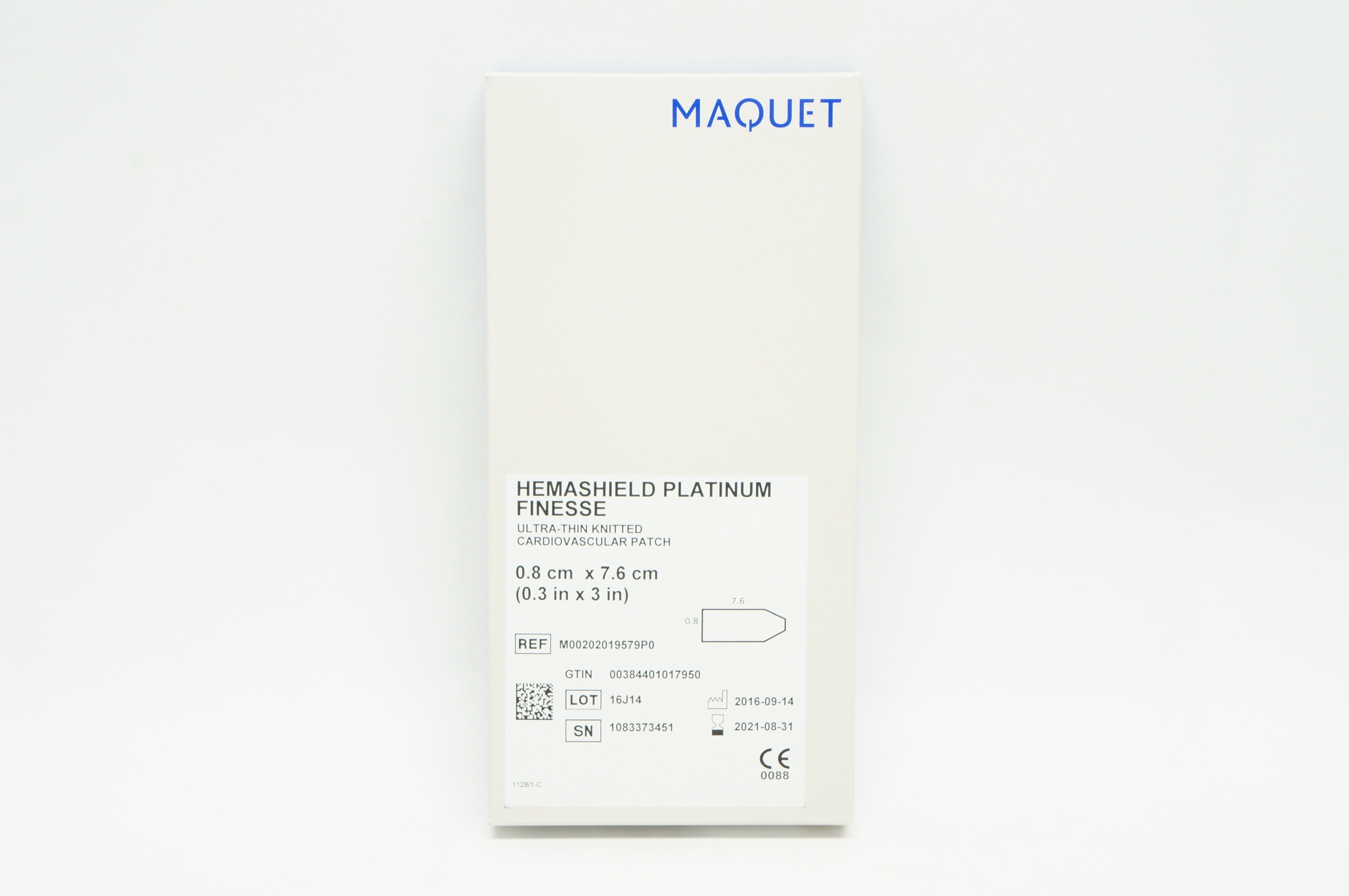 Maquet M00202019579P0 Hemashield Knitted Cardiovascular Patch 0.3 x 3 inch (x)