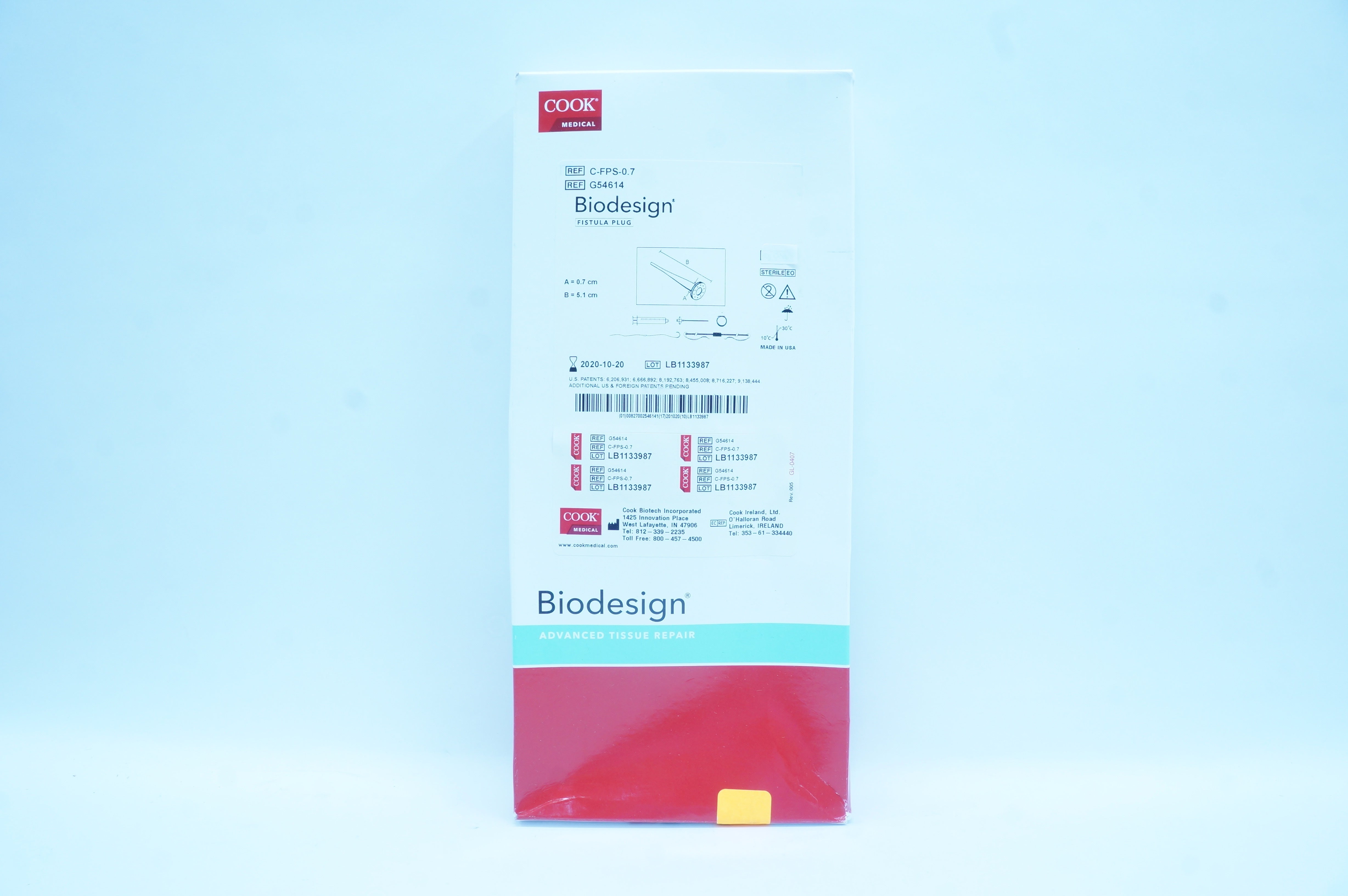 Cook Medical G54614 Biodesign Fistula Plug 0.7cm x 5.1cm(x)