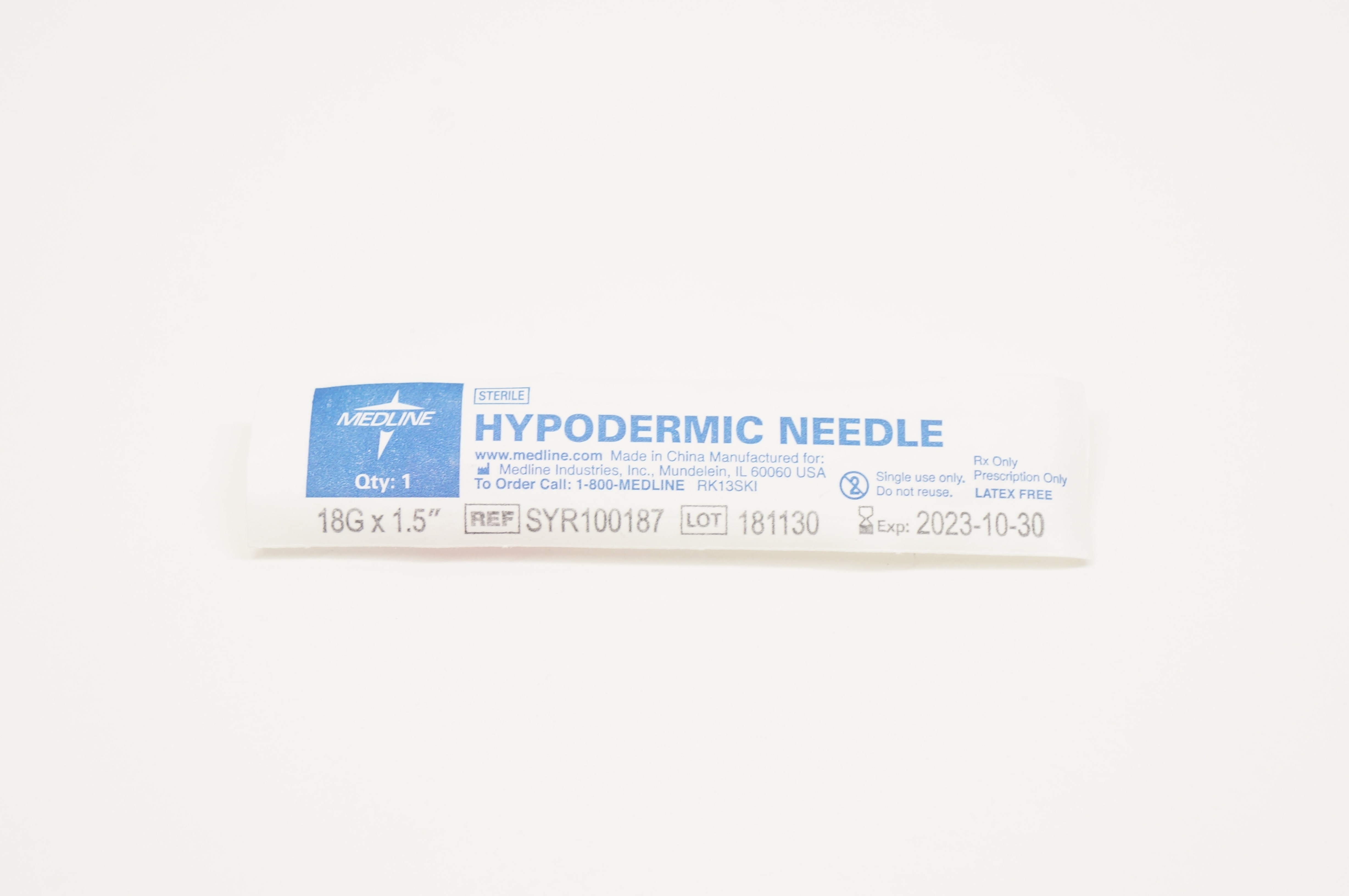 Medline SYR100187 Hypodermic Ndle 18G x 1.5inch