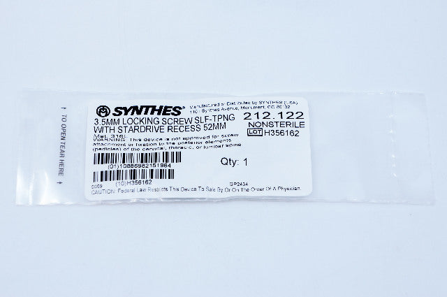 Synthes 212.122  3.5mm Locking Screw Self-Tapping With Stardrive Recess 52mm