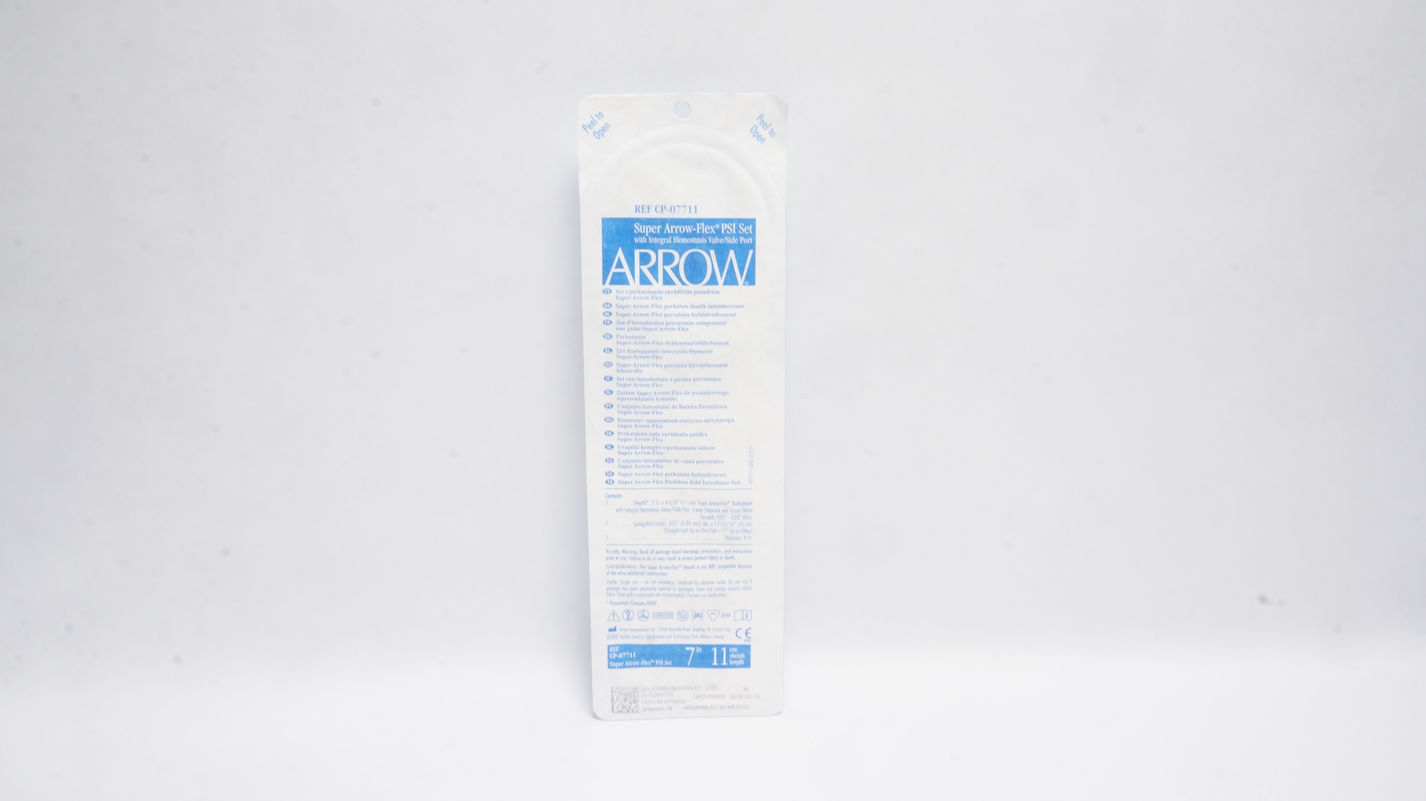 Arrow CP-07711 Super Arrow-Flex PSI Set w/Integral Hemostasis Valve/Side Port(x)