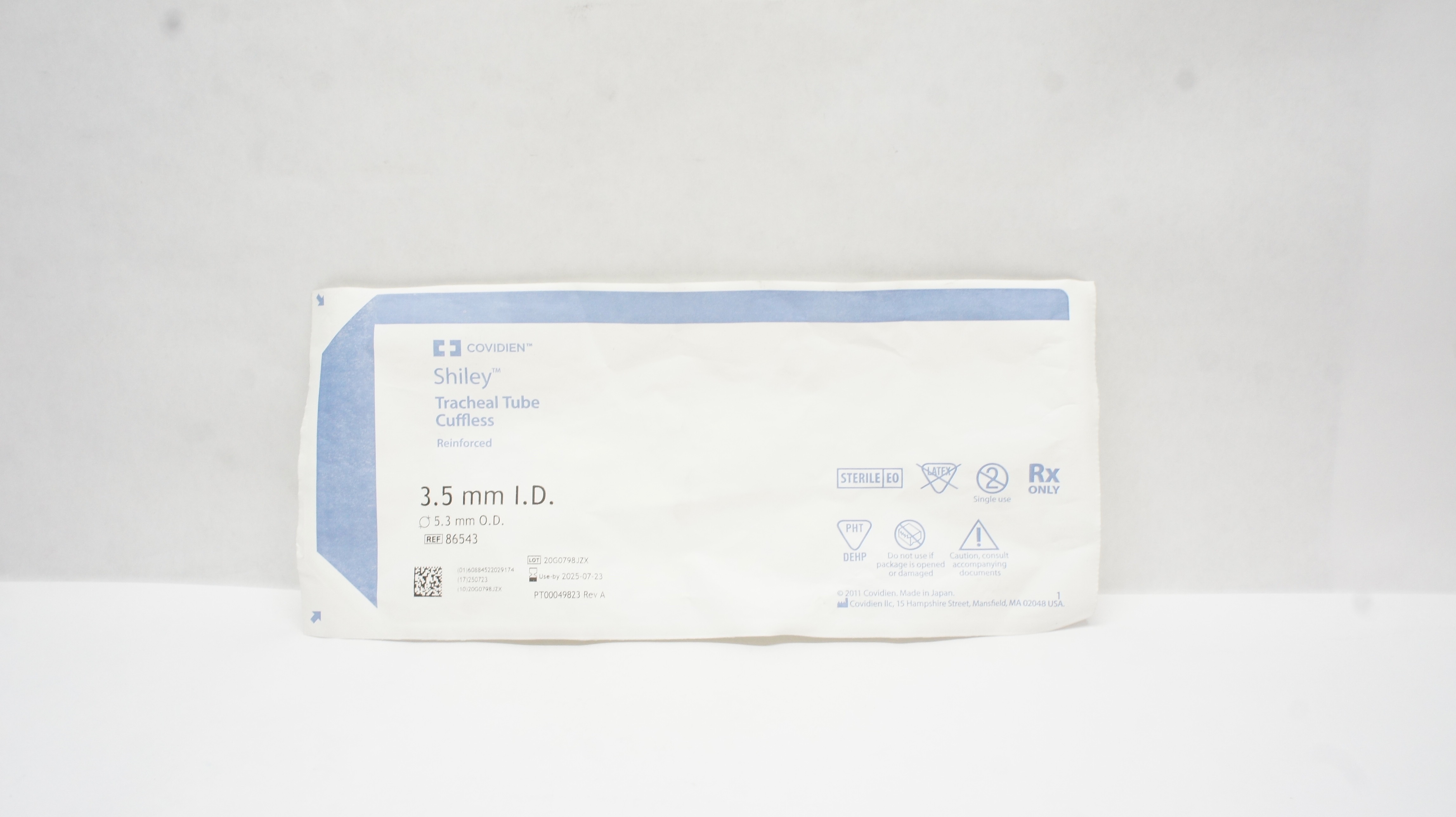 Covidien 86543 Shiley Tracheal Tube Cuffless 3.5 mm ID x 5.3 mm OD