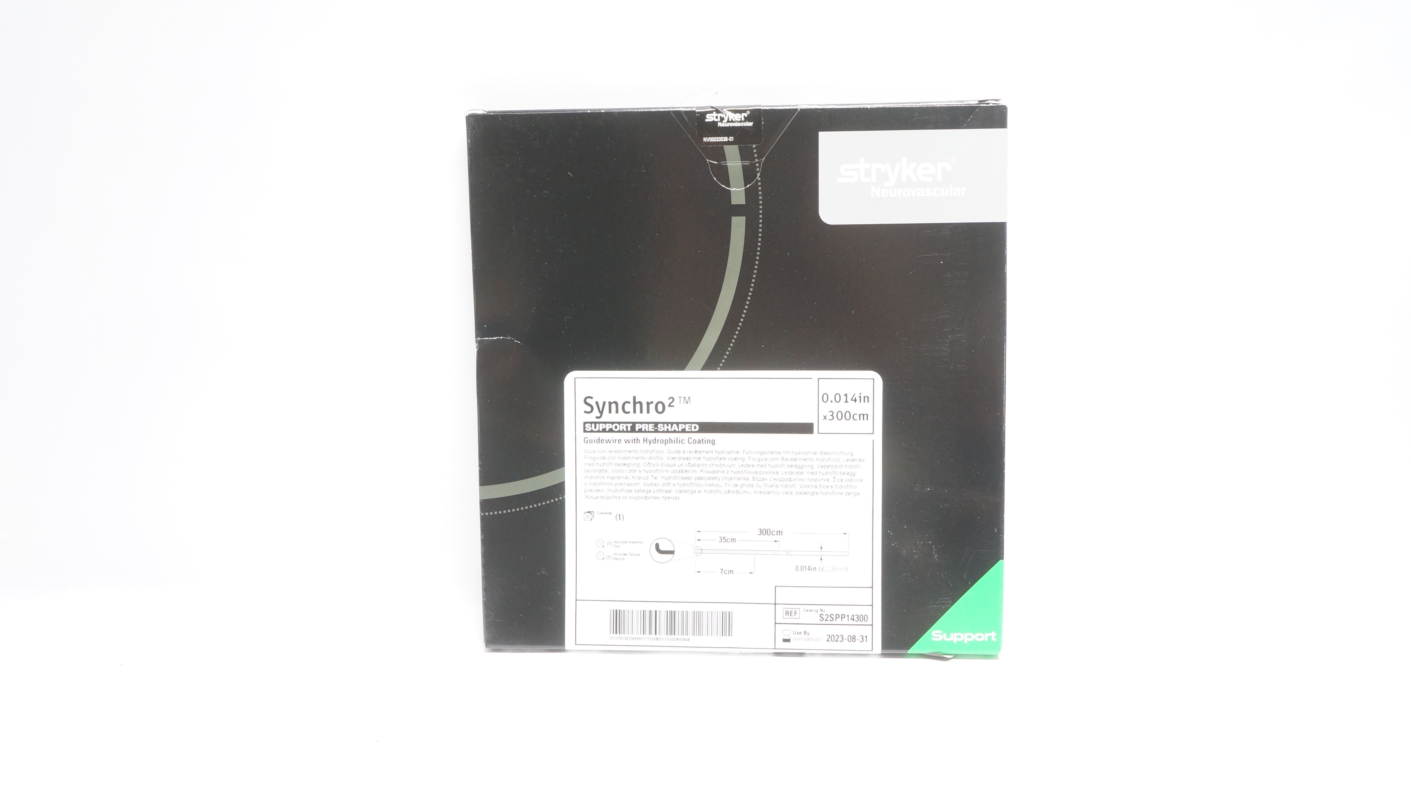 Stryker S2SPP14300 Synchro2 Support Pre-Shaped Guidewire 0.014in x 300cm (x)