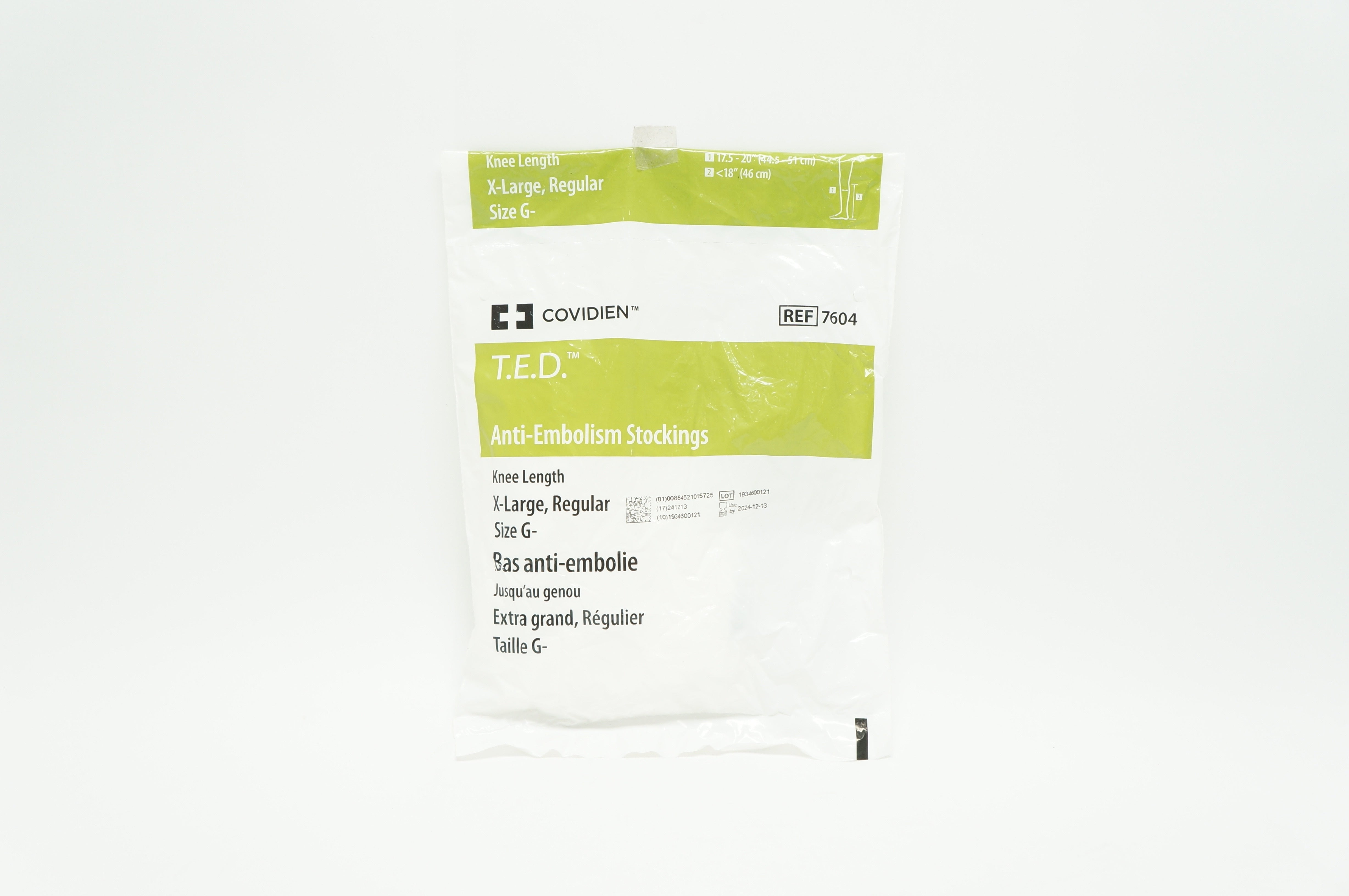 Covidien 7604 T.E.D. Anti-Embolism Stockings X-Large, Regular Size G <18inch