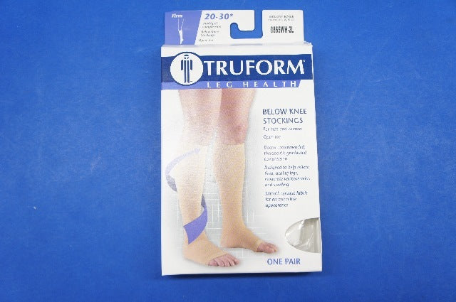 Truform 0865WH-2L 2X-Large size Compression Stocking Soft Top Open Toe 20-30 mmHg