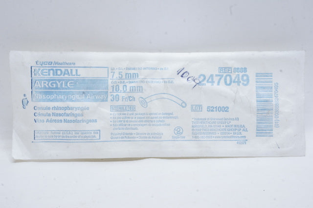 Tyco 247049 Kendall Argyle Nasopharyngeal Airway 7.5mm x 10.0mm, 30Fr.