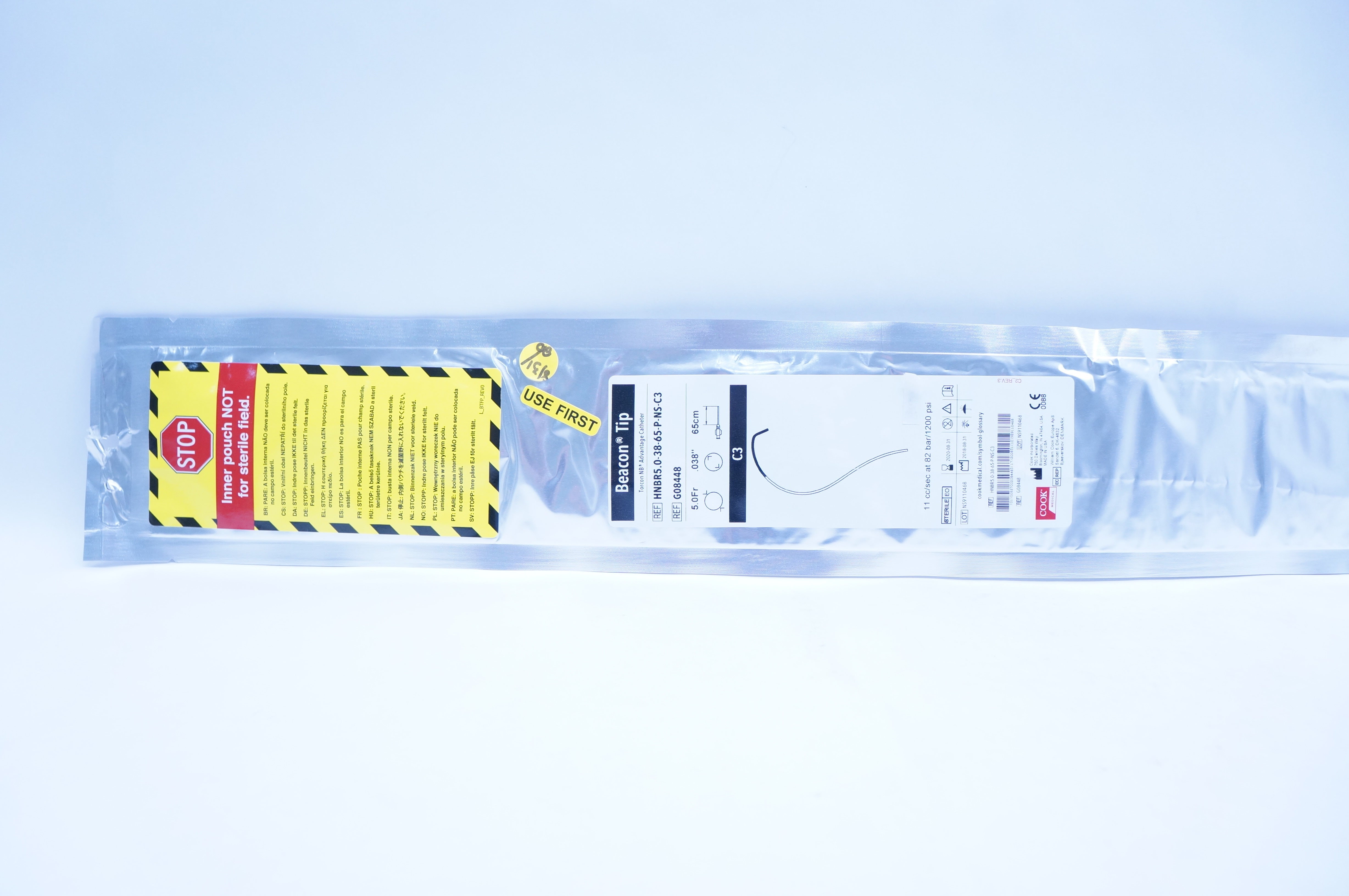 Cook G08448 Beacon Tip C3 Torcon NB Advantage Cath. 5.0 Fr x .038inch x 65cm (x)