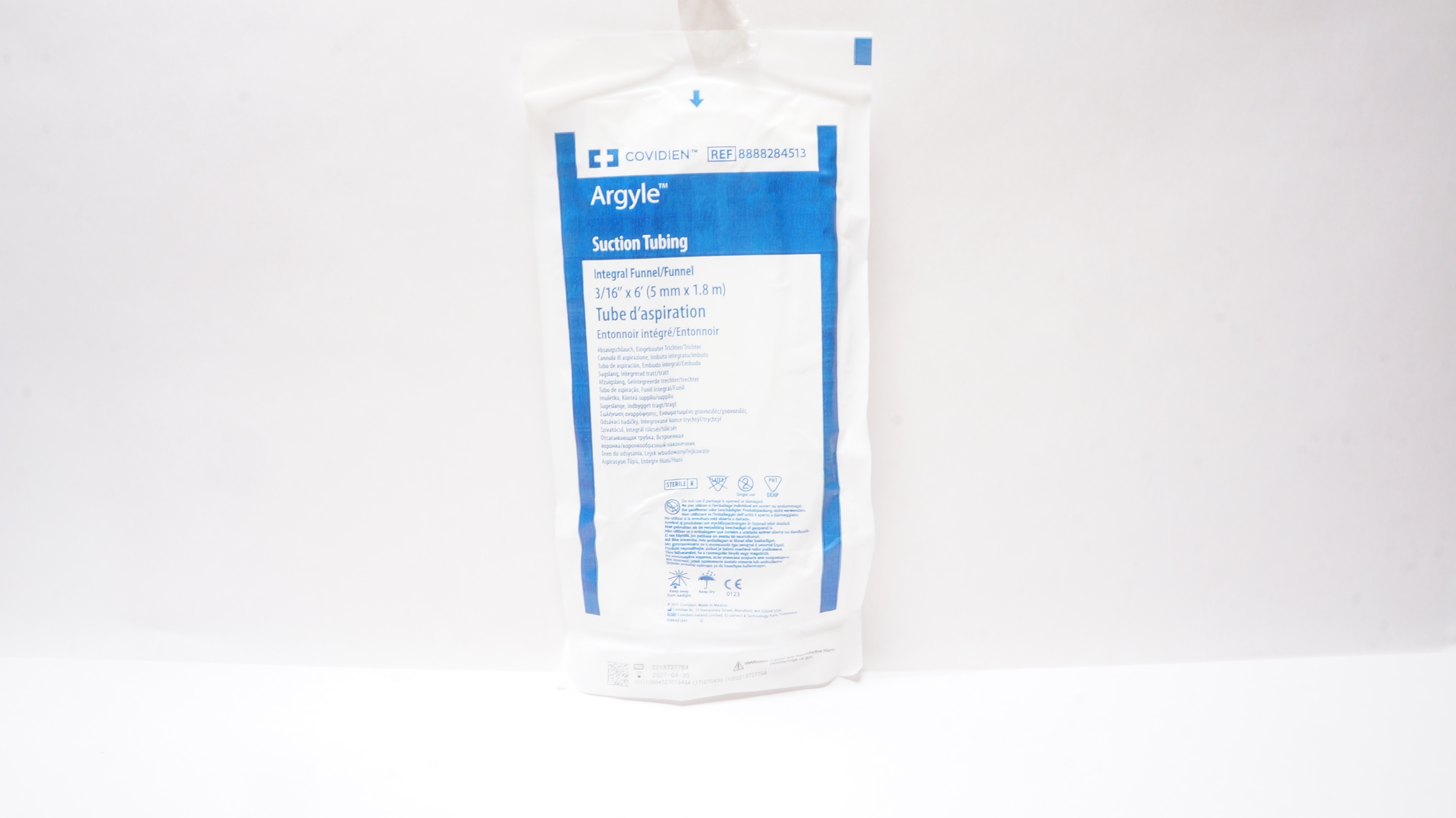 Covidien 8888284513 Argyle Suction Tubing Integral Funnel/Funnel 3/16inch x 6ft.