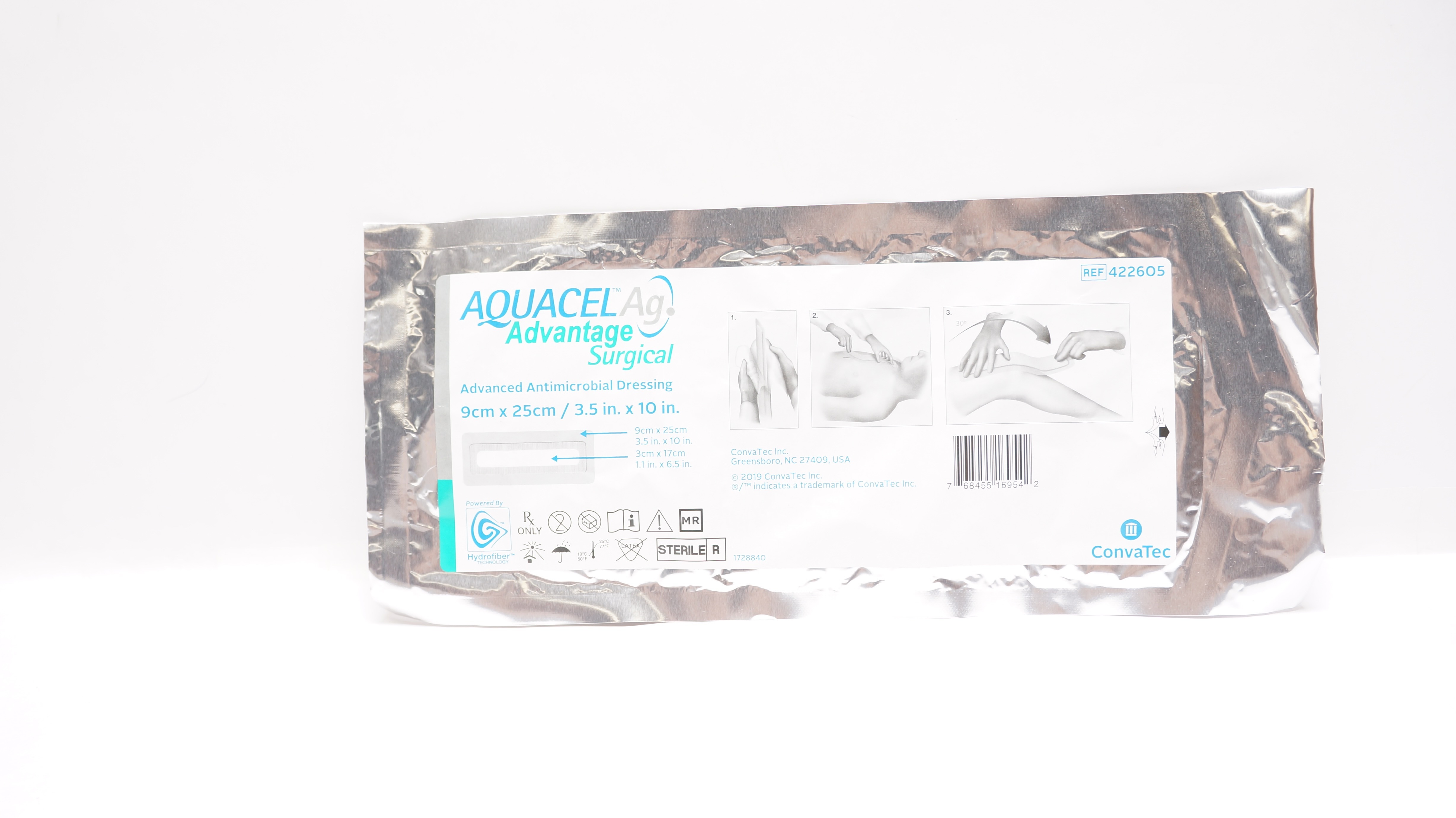 ConvaTec 422605 Aquacel Ag Advanced Antimicrobial Dressing 3.5inch x 10inch