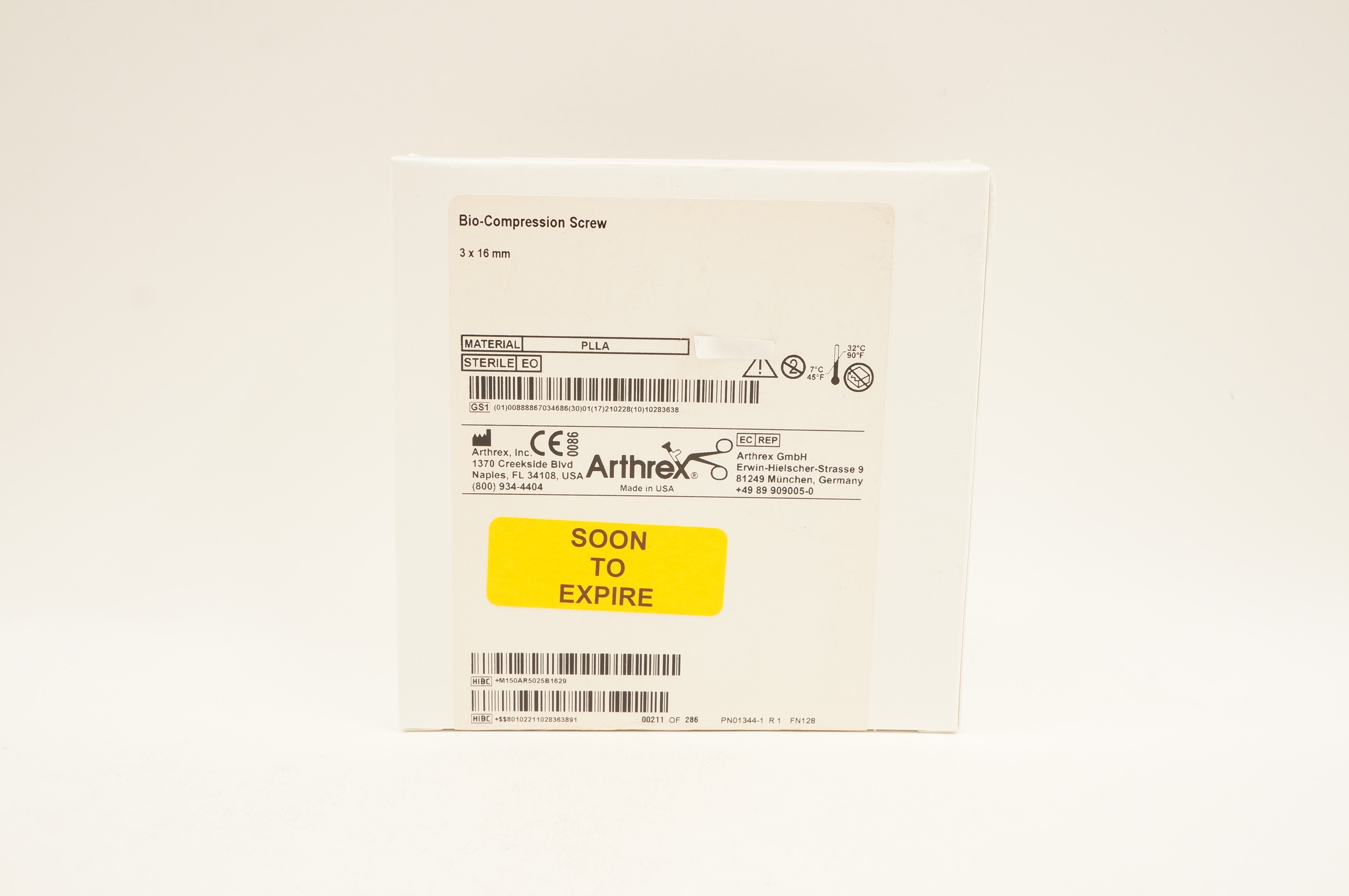 Arthrex AR-5025B-16 Bio-Compression Screw 3x16x3.7mm (x)