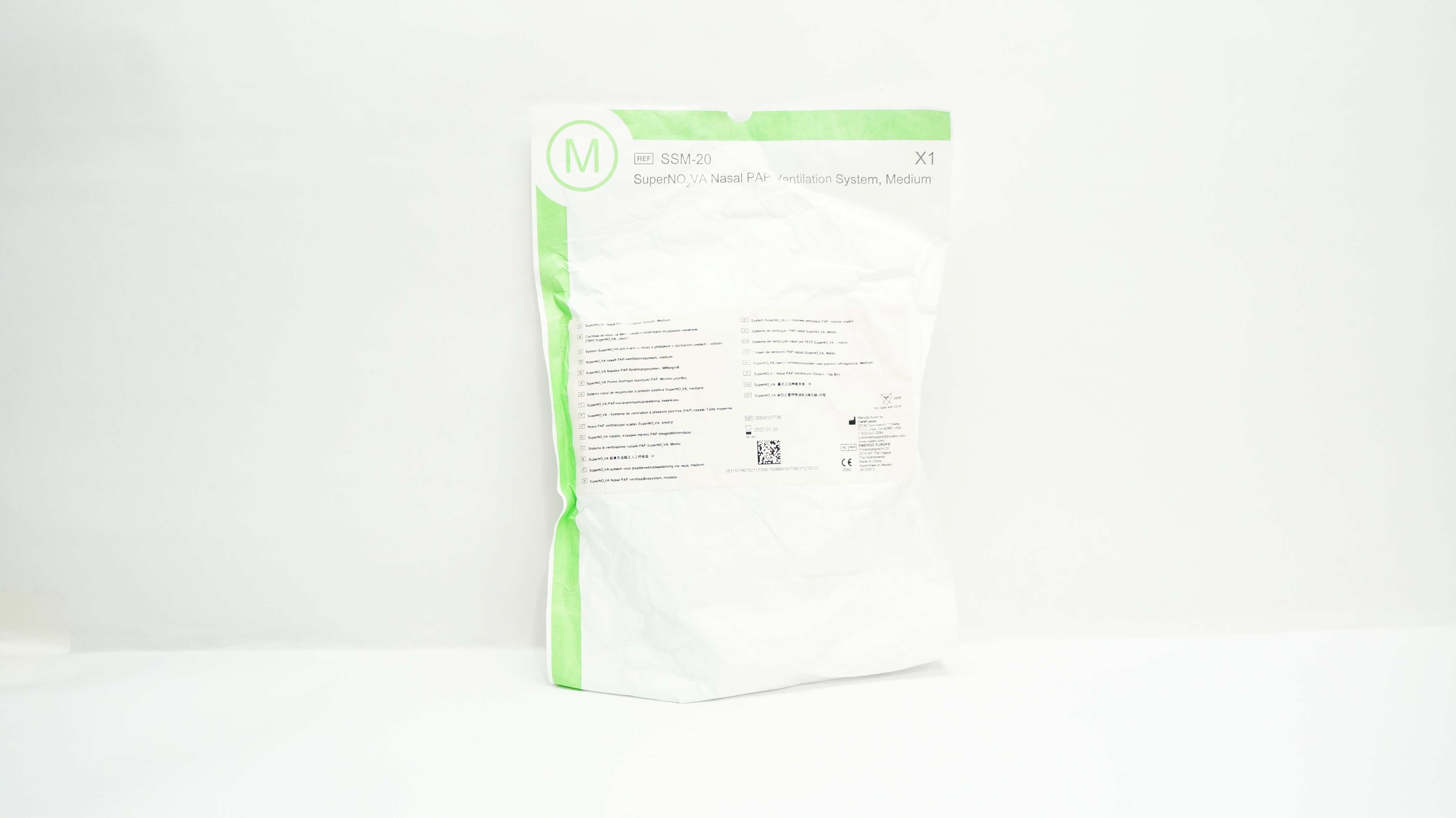 CareFusion SSM-20 SuperNO2VA Nasal PAP Ventilation System, Medium (x)