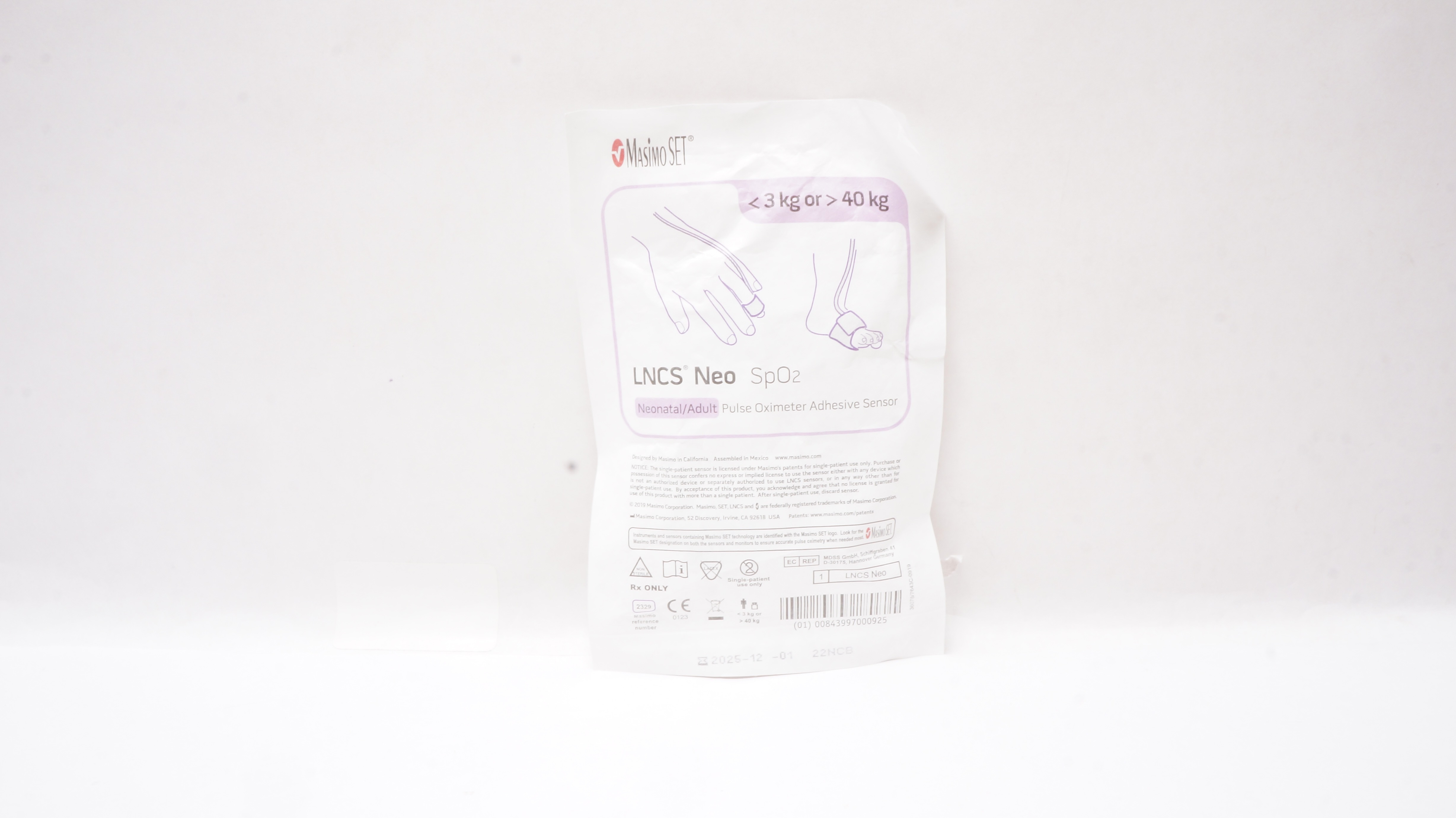 MasimoSet 2329 Neonatal/Adult Pulse Oximeter Adhesive Sensor < 3kg or > 40kg