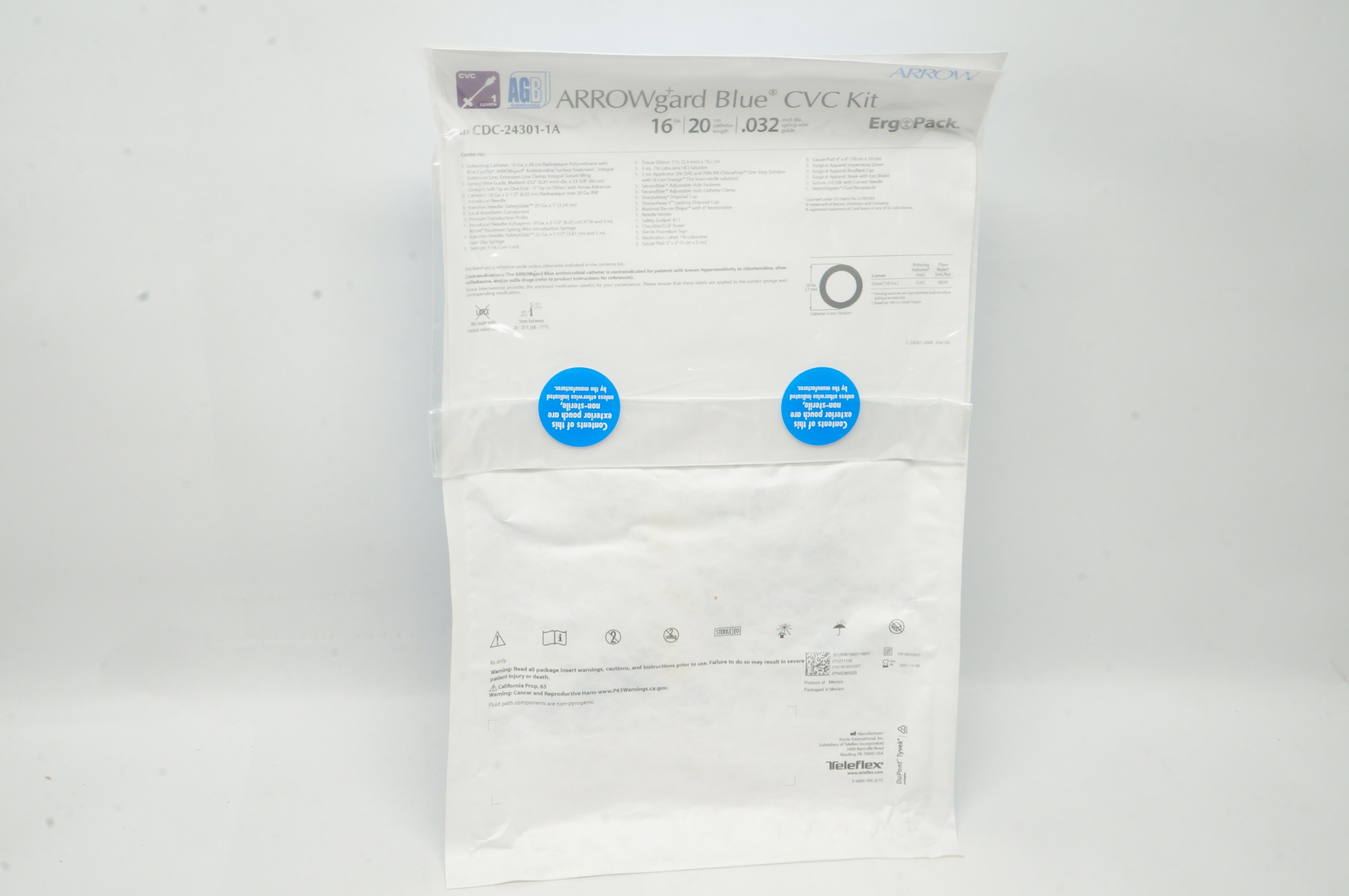 Arrow CDC-24301-1A ARROWgard Blue CVC Kit 16Ga x 20cm x .032 inch