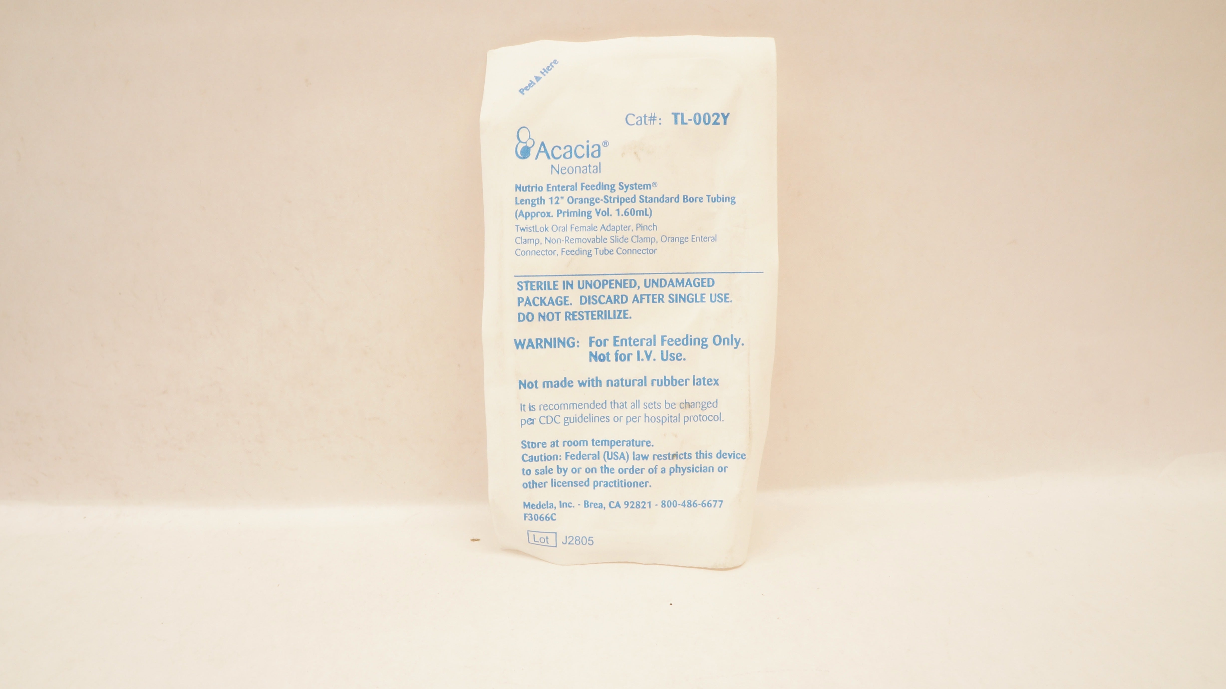 Medela TL-002Y Acacia Nutrio Enteral Feeding System 12In Standard Bore Tubing