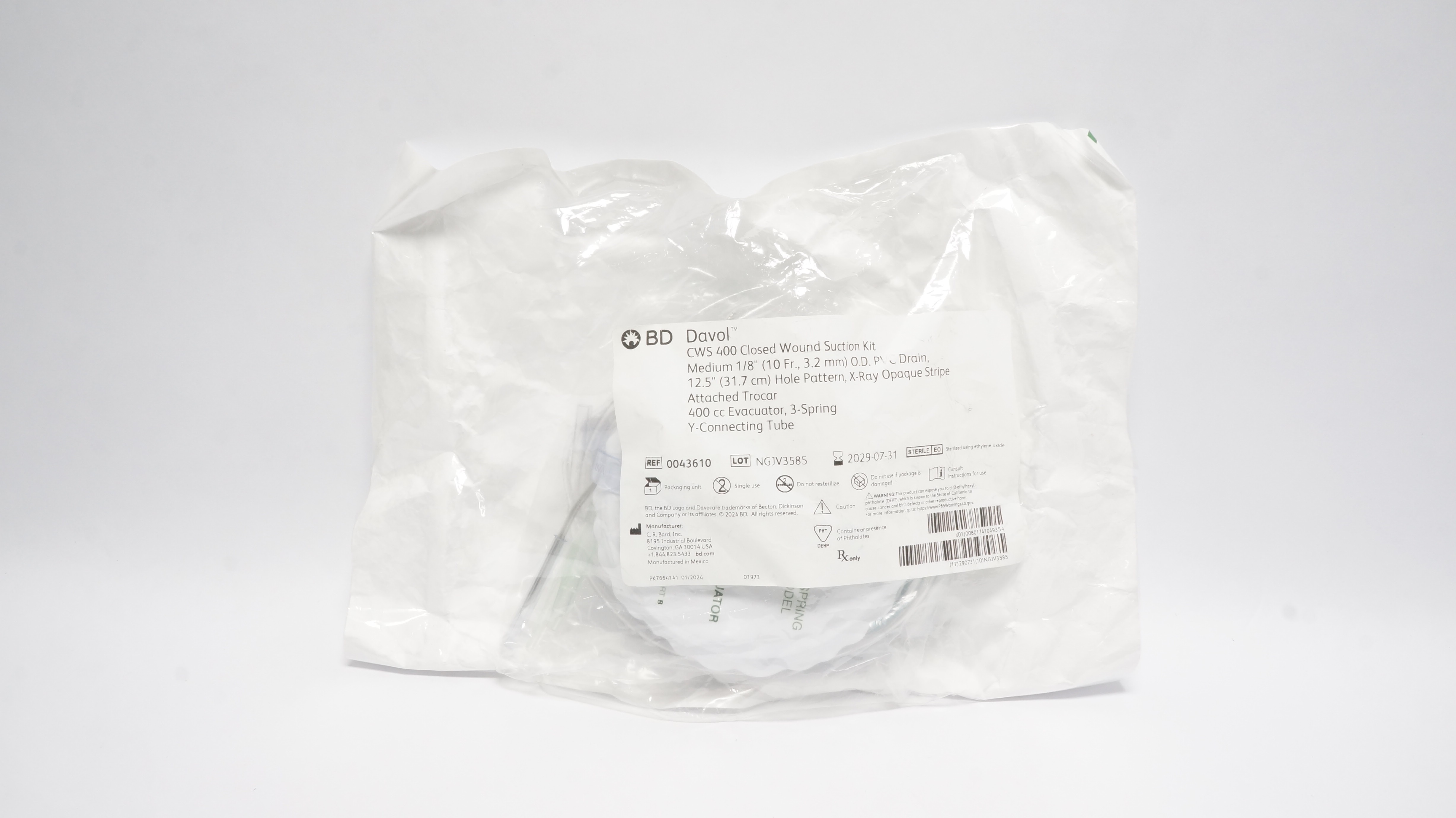 Bard 0043610 BD CWS 400 Closed Wound Suction Kit 1/8inch OD x 12.5inch