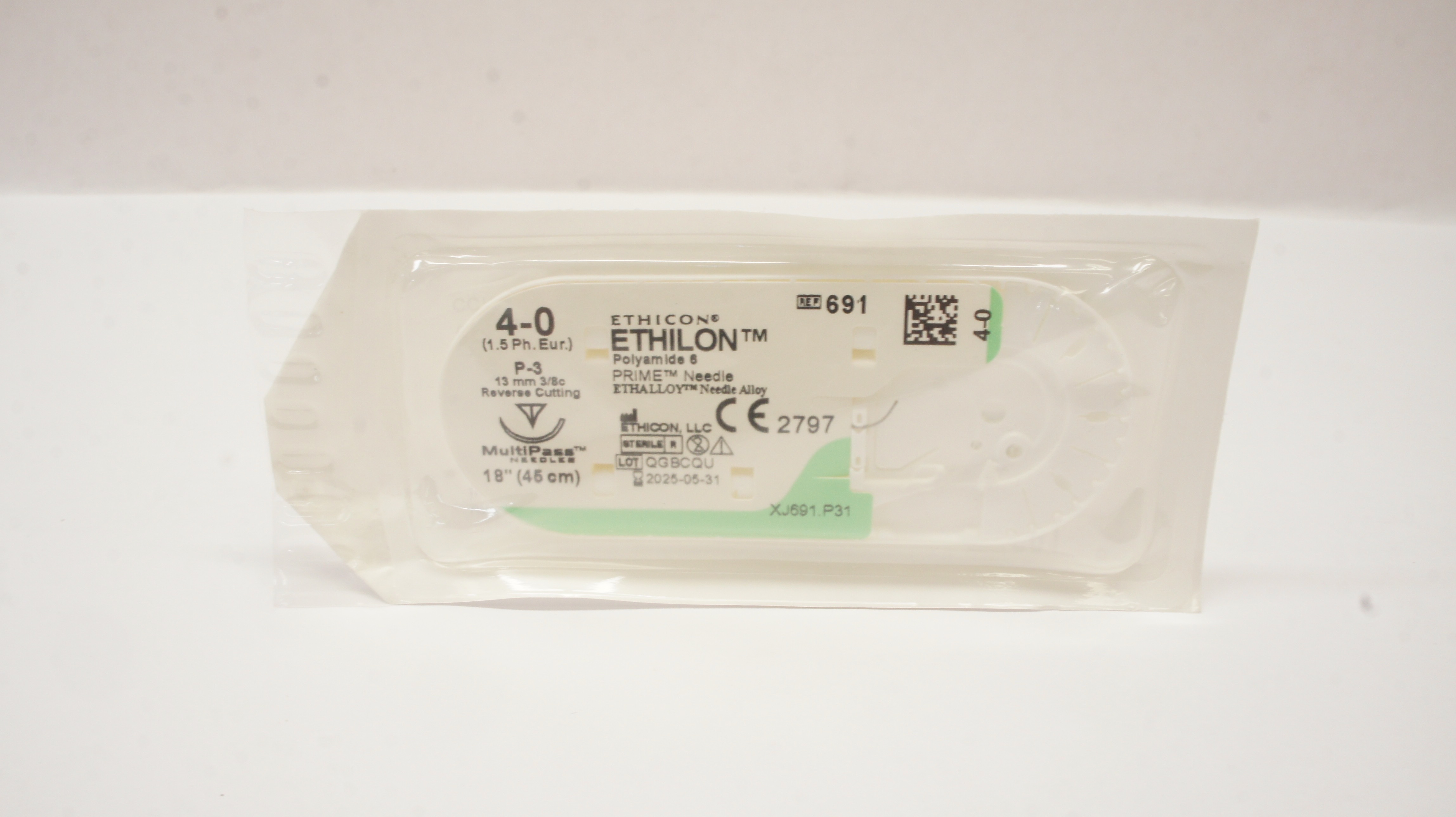 Ethicon 691 4-0 ETHILON P-3 13mm 3/8c Reverse Cutting 18inch