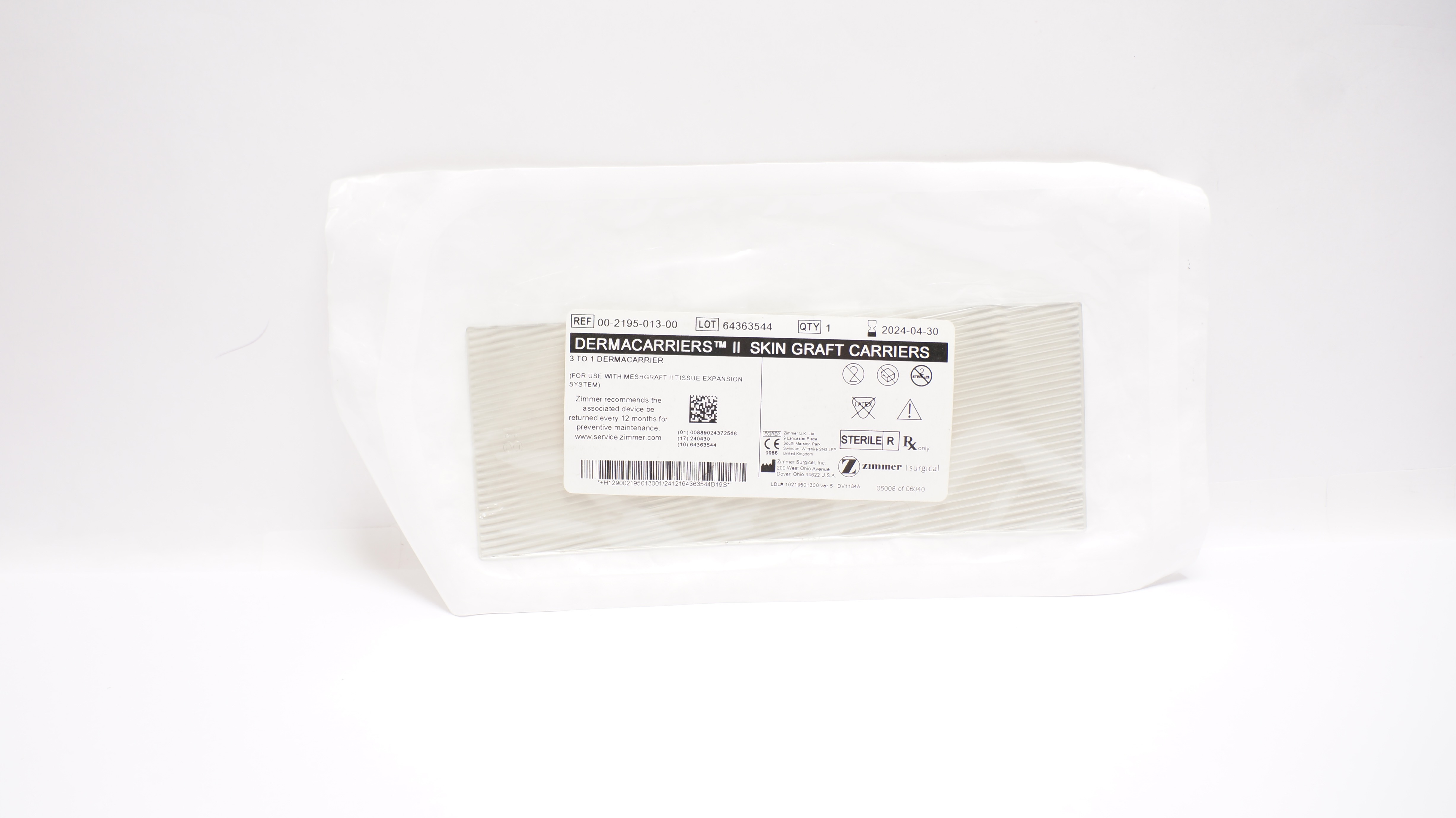 Zimmer 00-2195-013-00 Dermacarriers II Skin Graft Carriers 3 to 1