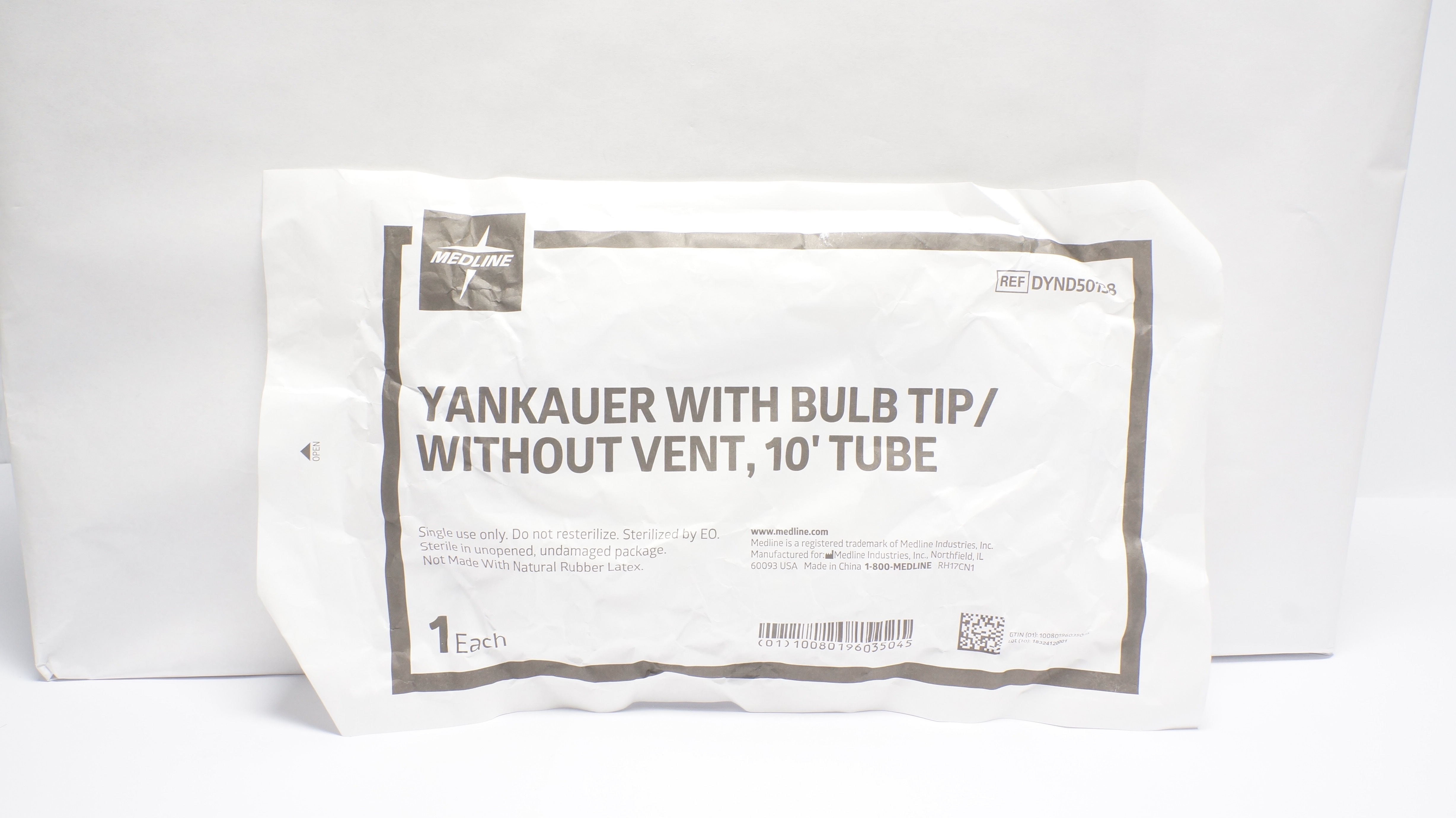 Medline DYND50138 Yankauer Bulb Tip without Vent, 10ft. Tube