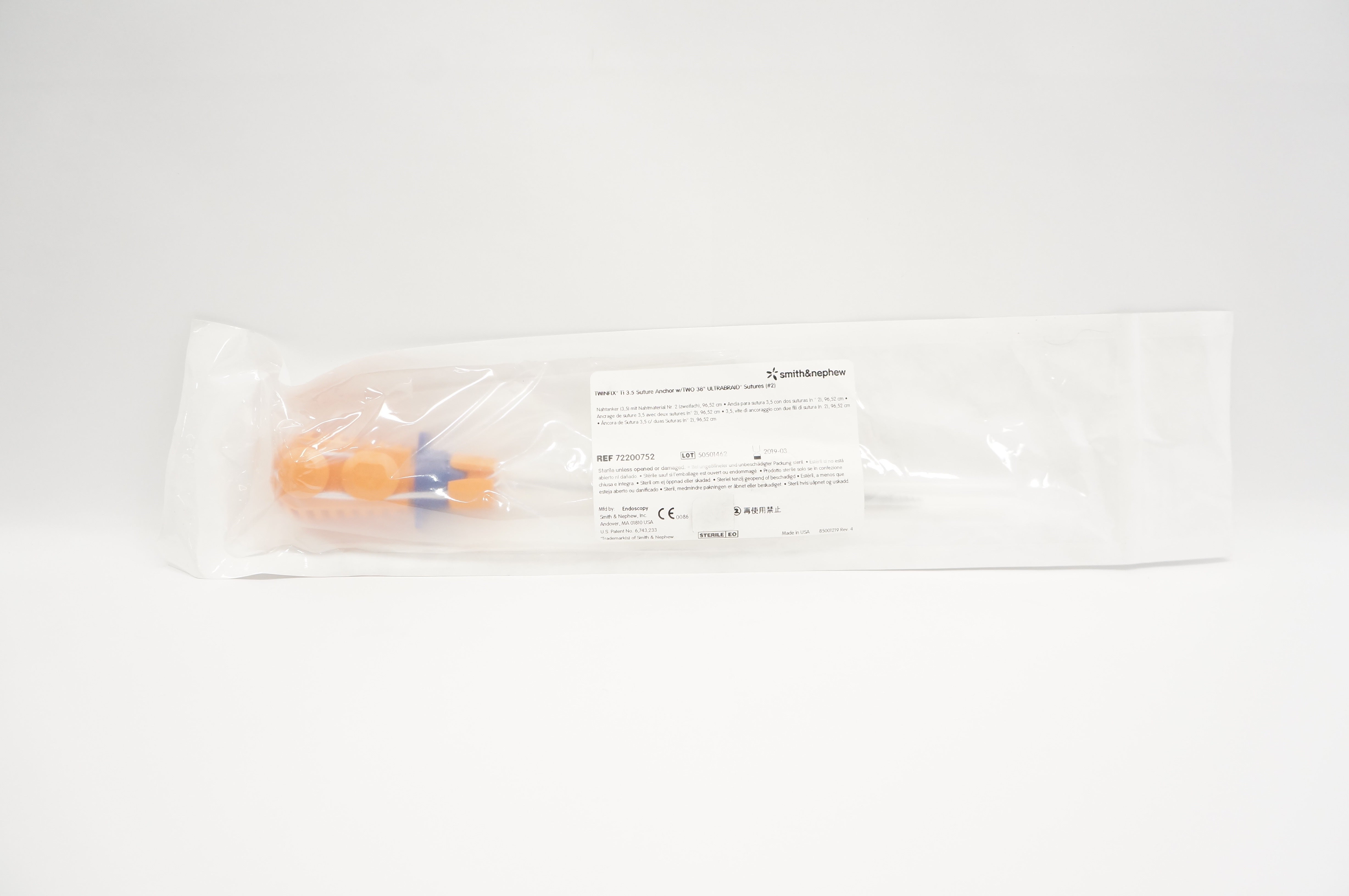 Smith&Nephew 72200752 TwinFix Ti 3.5 Suture Anchor w/TWO 38inch Ultrabraid (x)