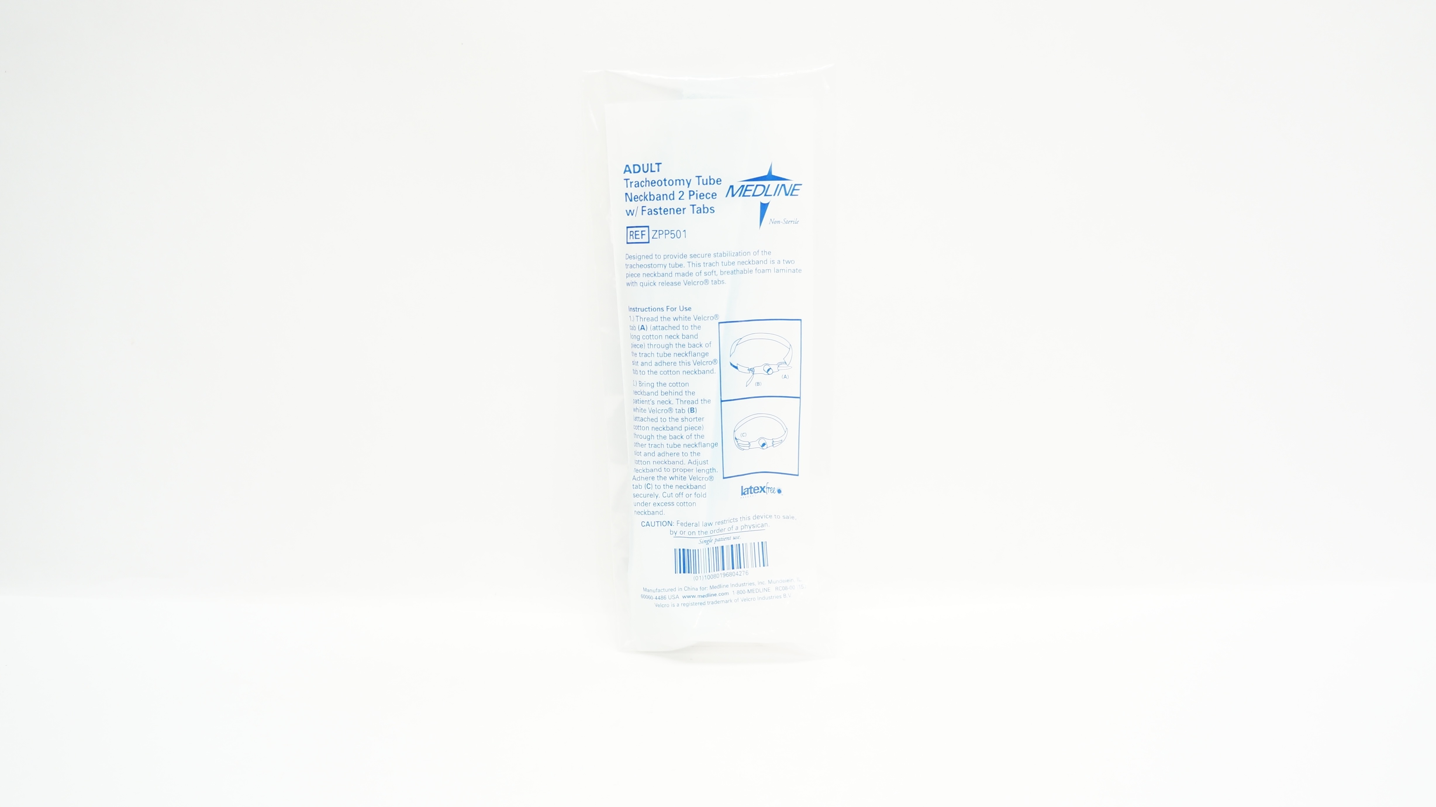 Medline ZPP501P Pediatric Tracheostomy Tube Neckband 2Piece w/Fastener Tabs