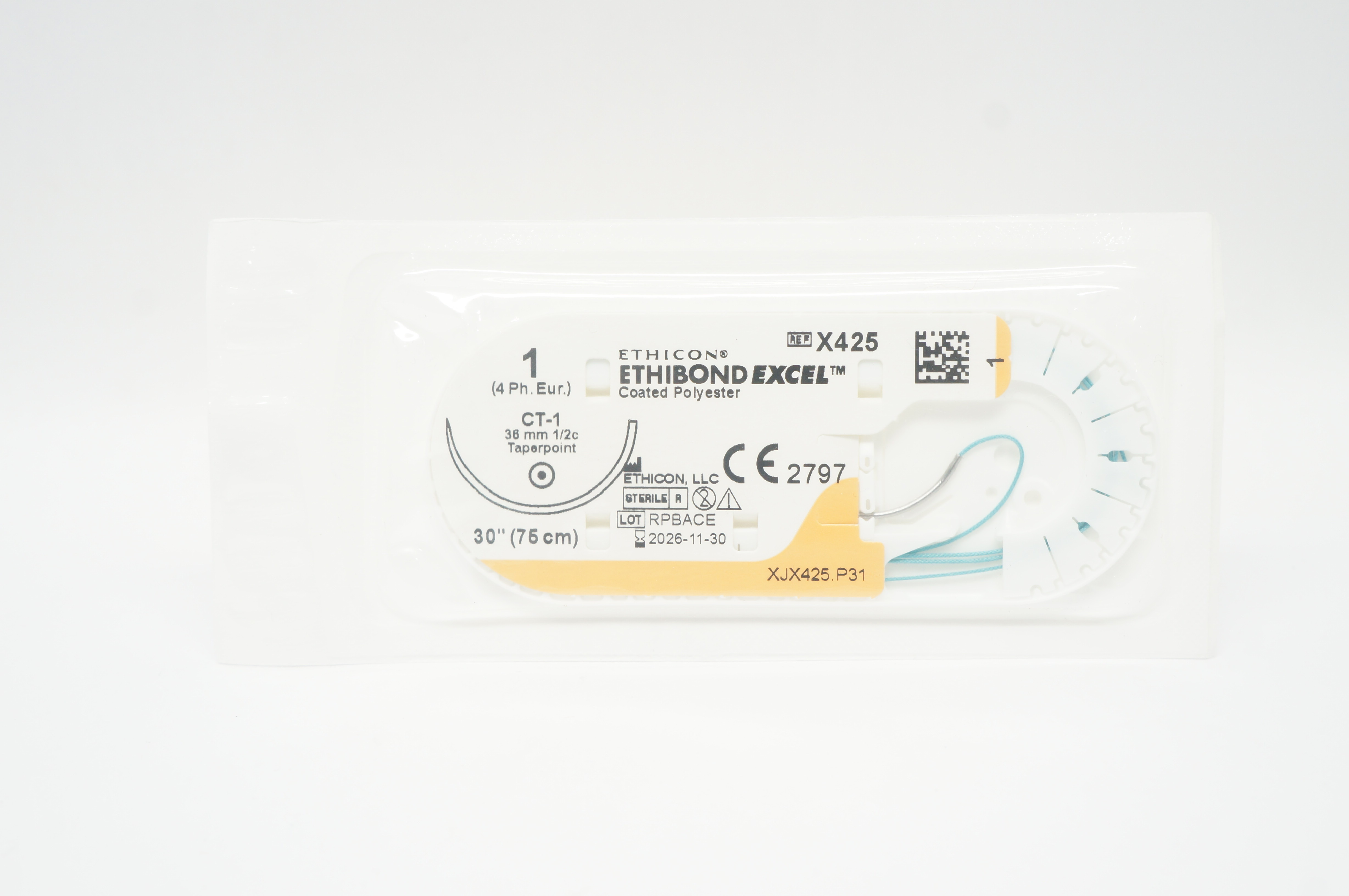Ethicon X425 1 Ethibond Exel Green Braided Stre CT-1 36mm 1/2c Taperpoint 30inch