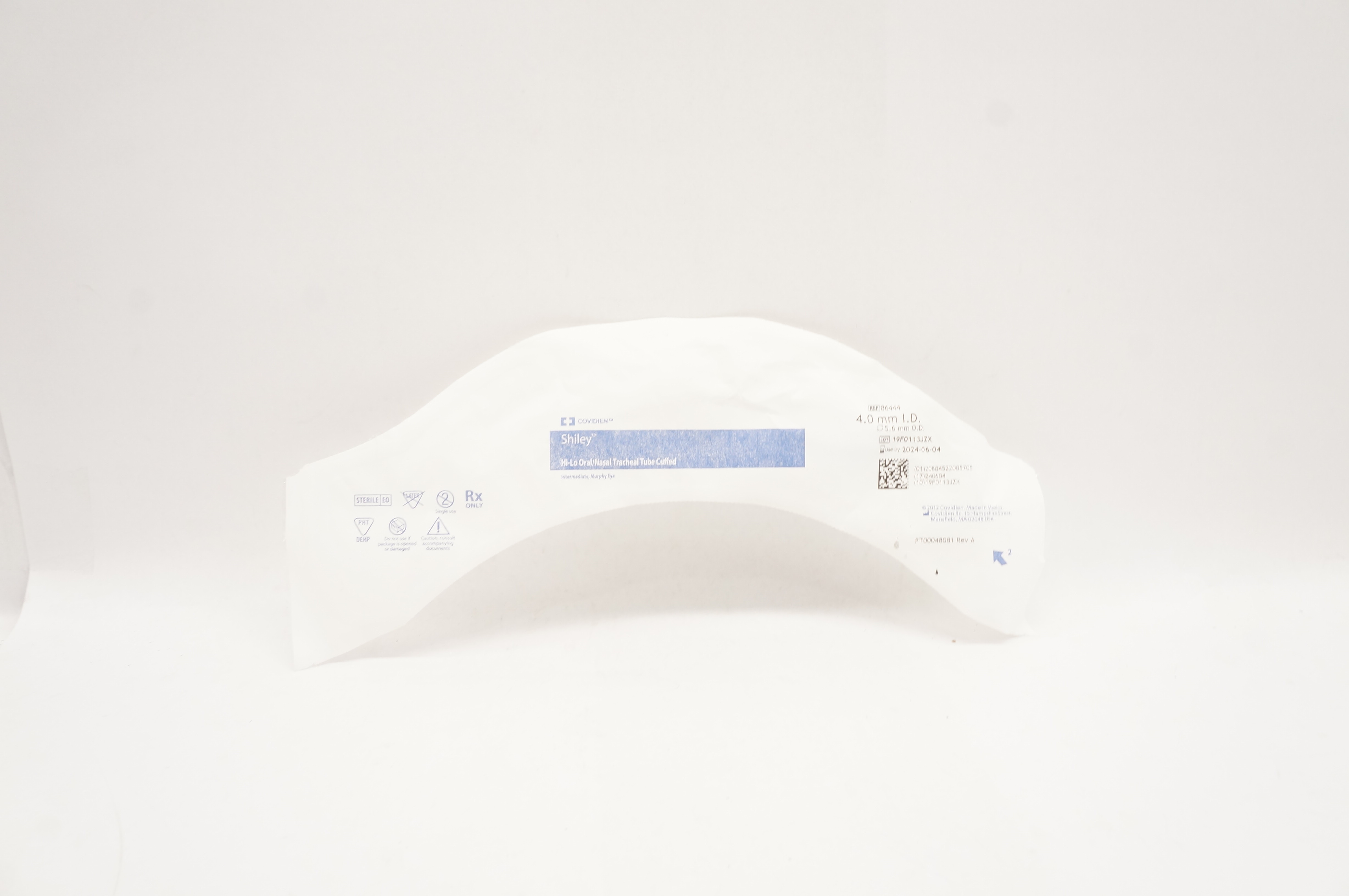 Covidien 86444 Shiley Hi-Lo Oral/Nasal Tracheal Tube Cuffed 4.0mm ID x 5.6mm OD