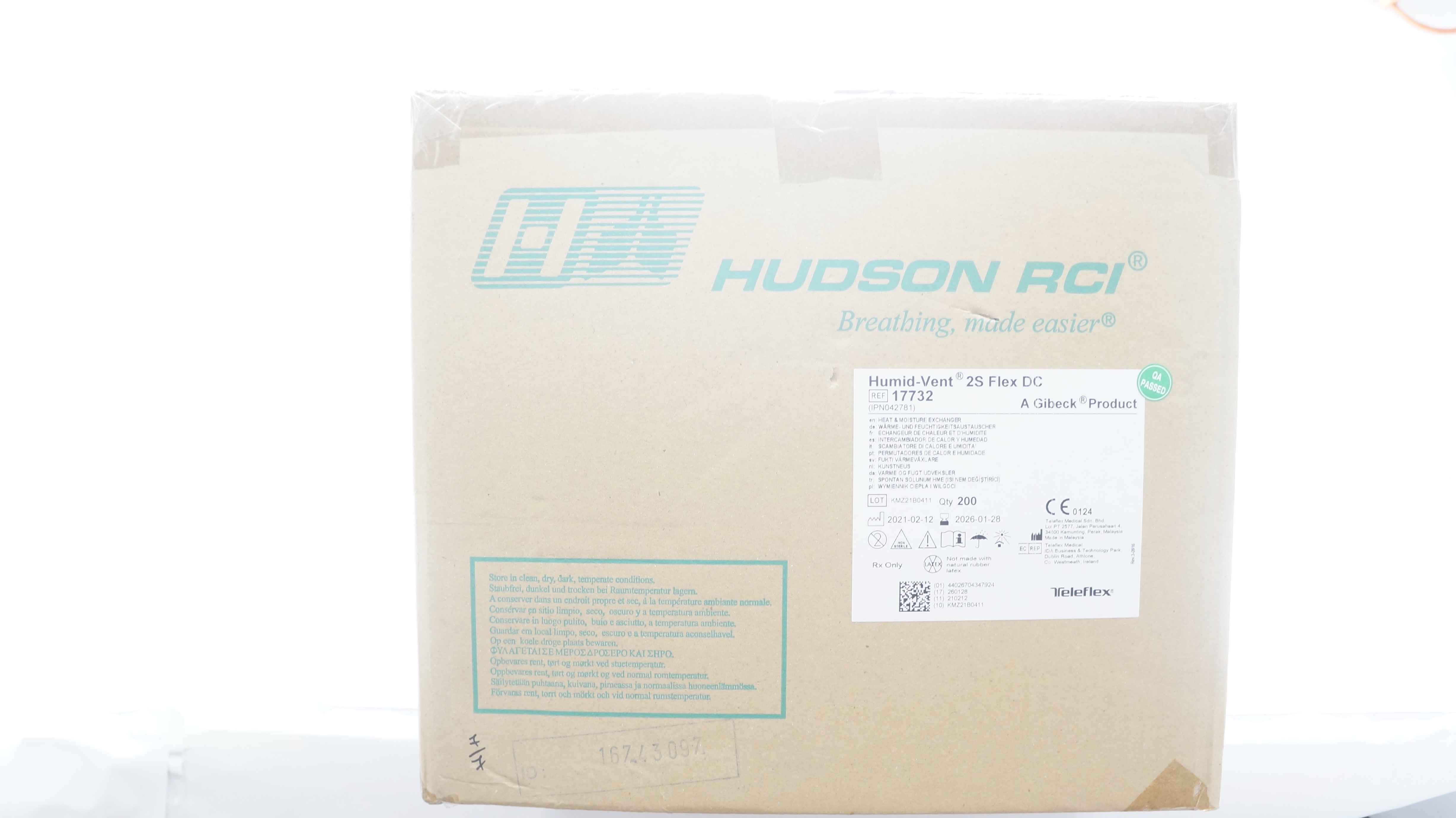 Teleflex 17732 Humid-Vent 2S Flex DC Heat & Moisture Exchanger - Case of 200