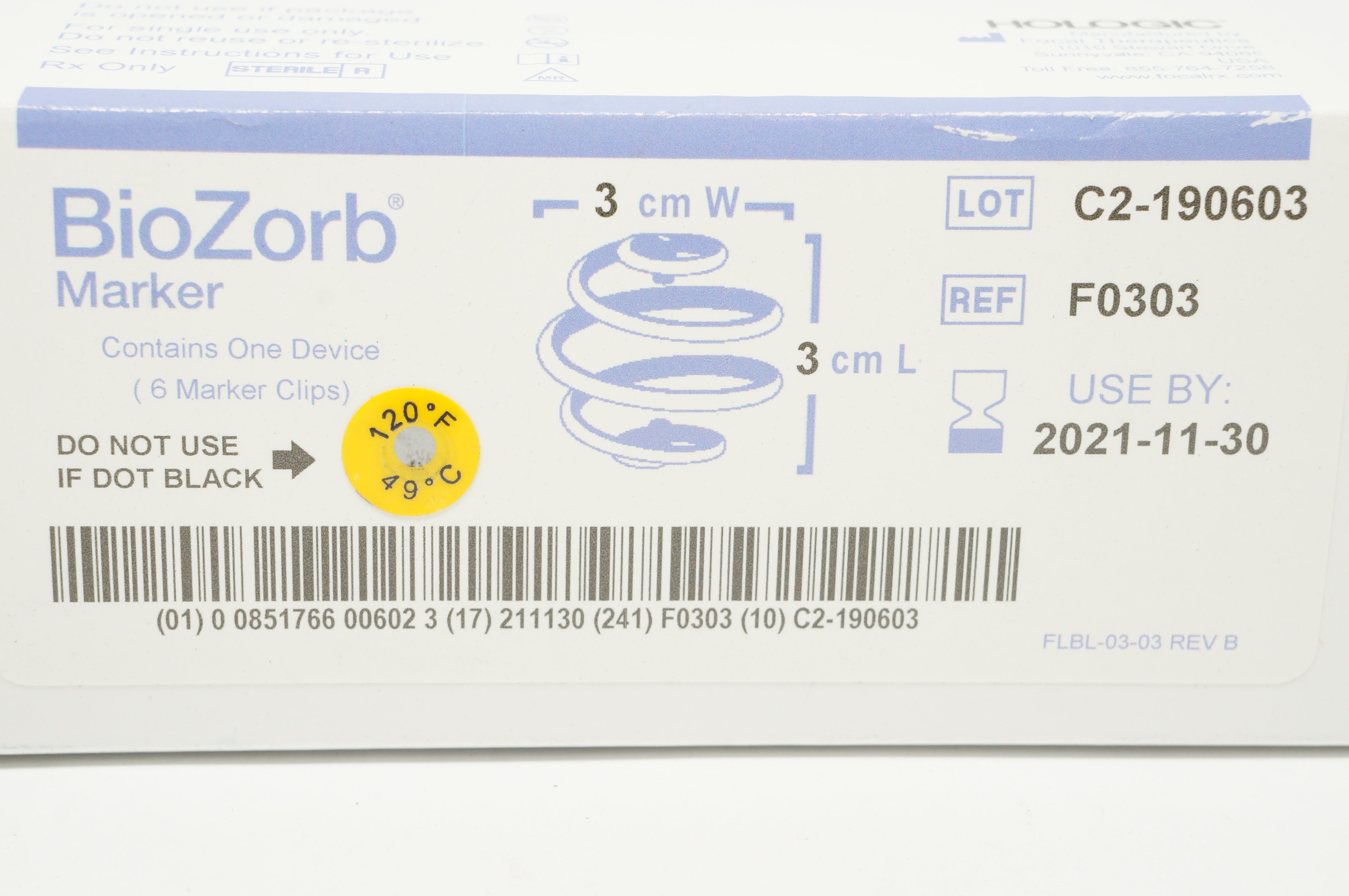 Focal Therapeutics F0303 Hologic BioZorb Marker 3cm x 3cm - Box of 6