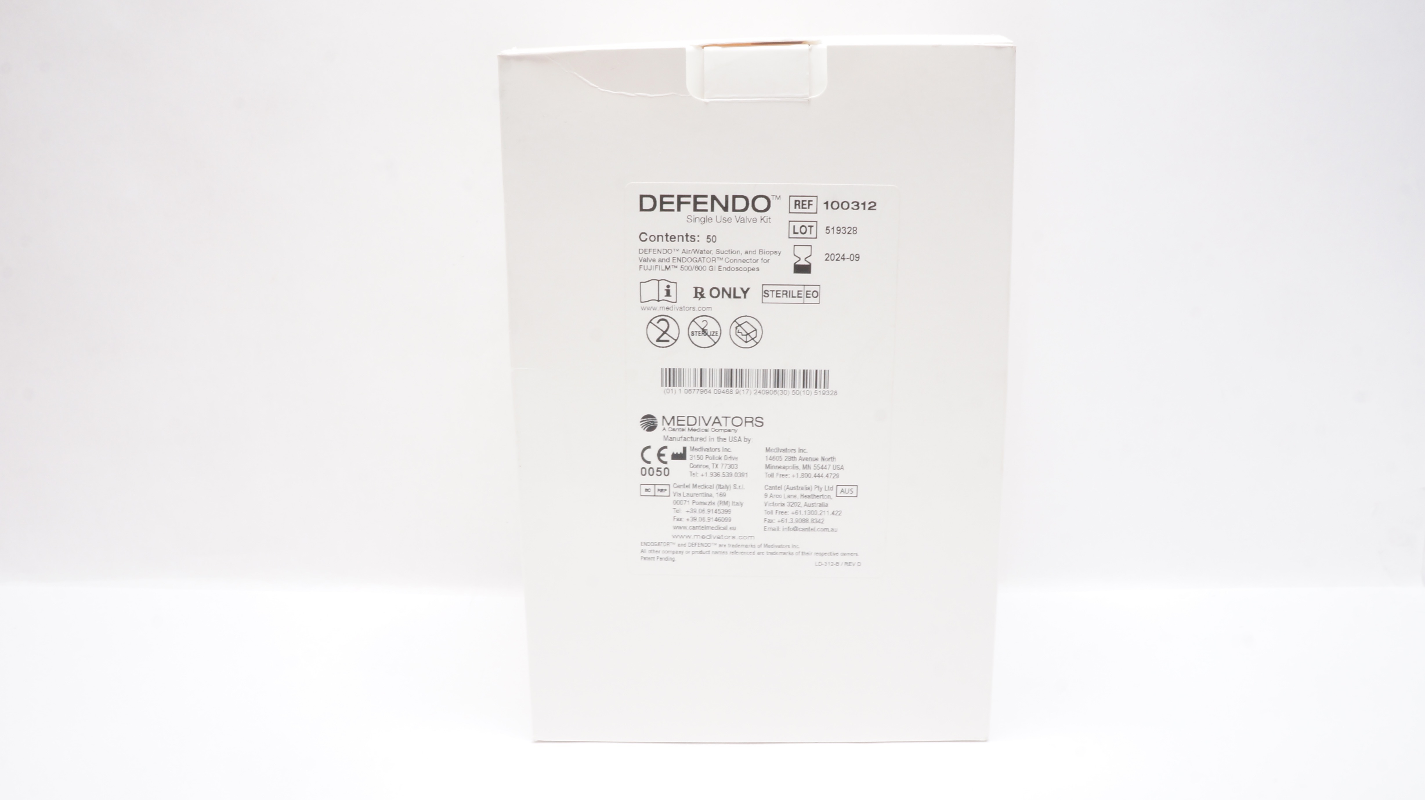 Medivators 100312 Defendo Single Use Valve Kit - Box of 50