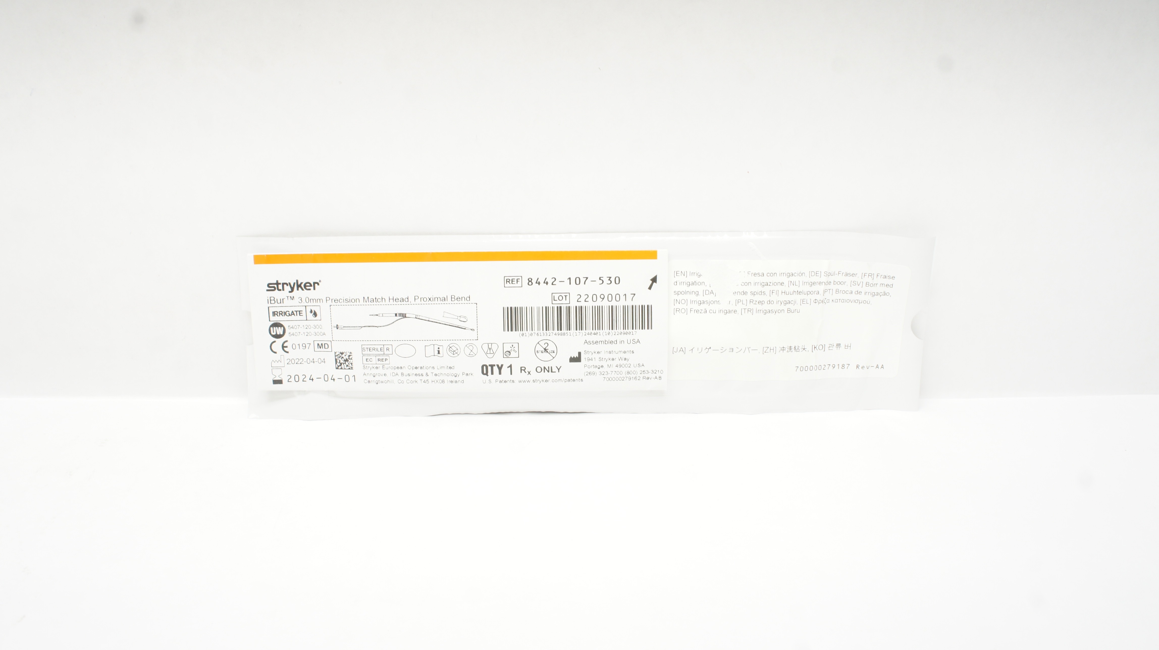 Stryker 8442-107-530 iBur 3.0mm Precision Match Head,Proximal Bend (x)