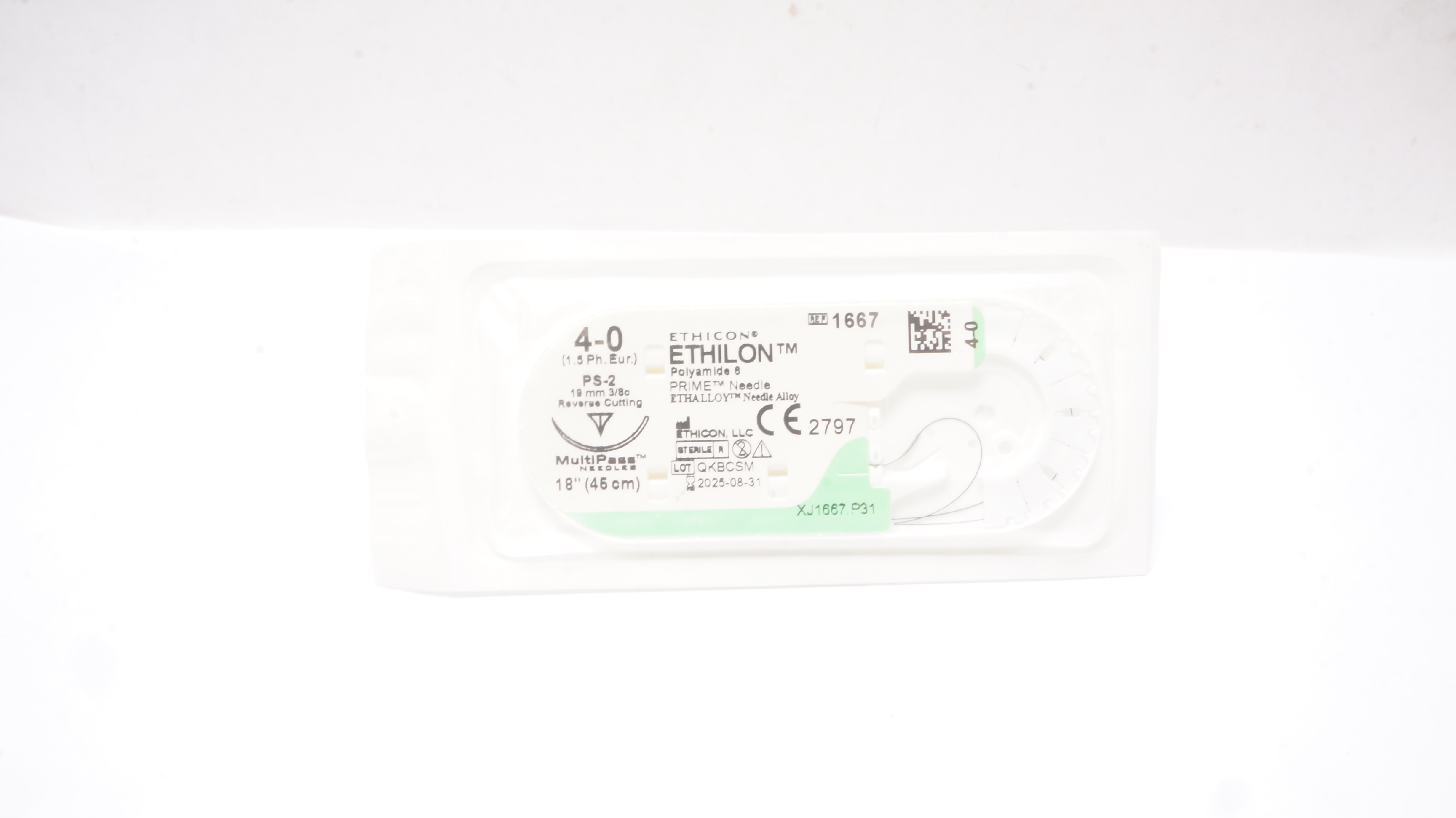 Ethicon 1667 4-0 ETHILON Polyamide 6 Stre PS-2 19mm 3/8c Reverse Cutting, 18inch