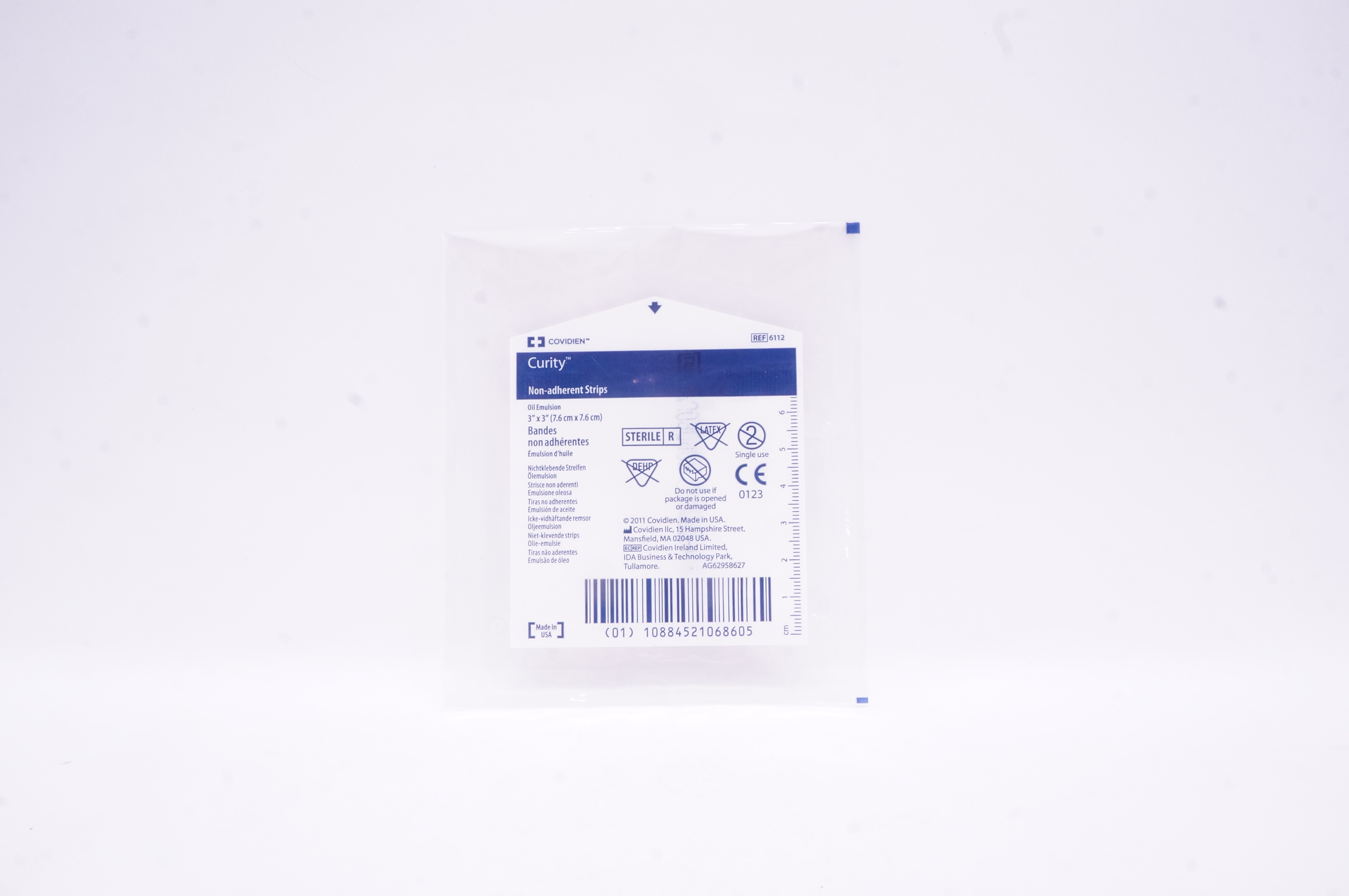 Covidien 6112 Curity Non-Adherent Strips, Oil Emulsion, 3 inch x 3 inch