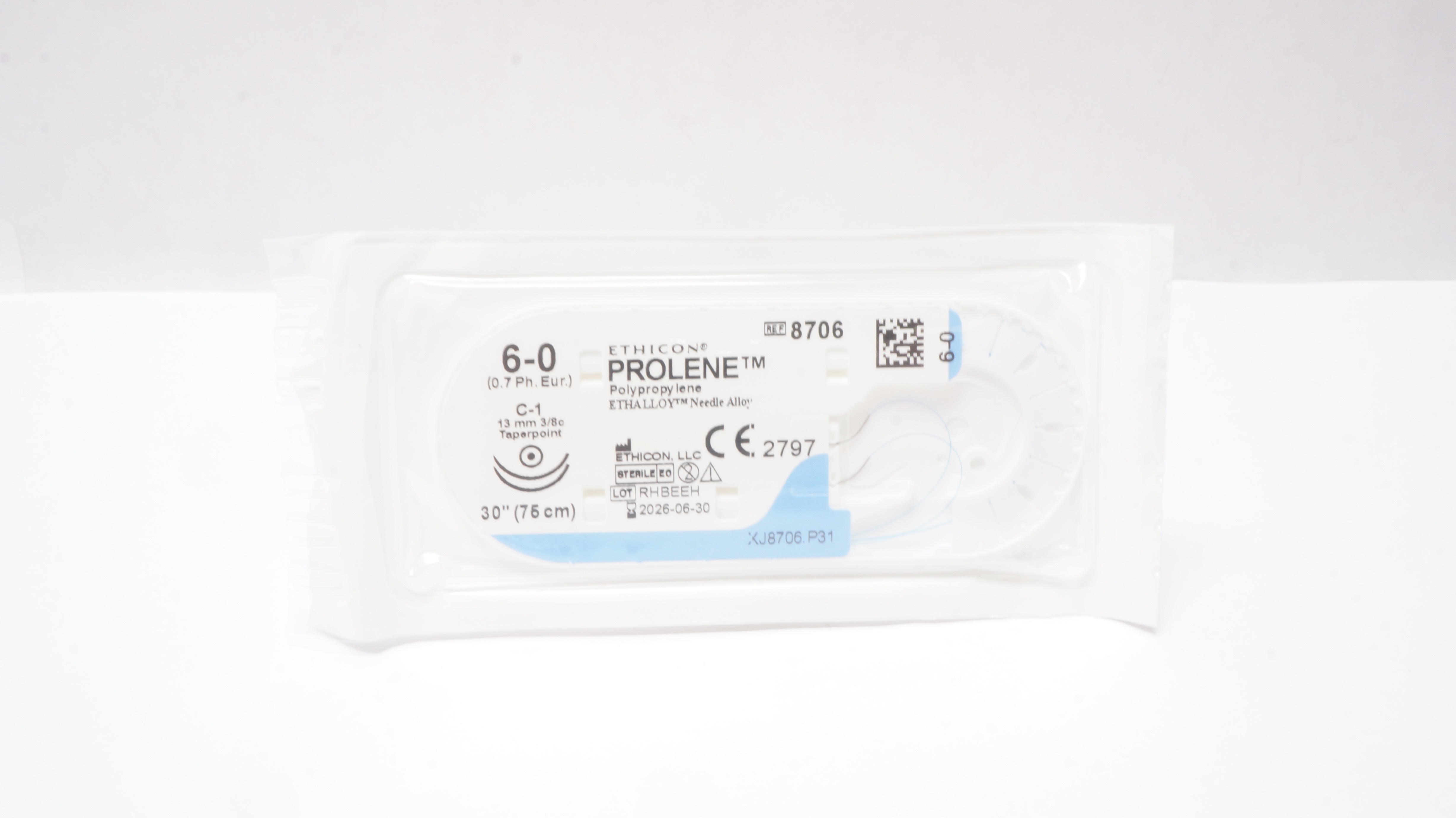 Ethicon 8706 6-0 PROLENE Polypropylene Stre C-1 13mm 3/8c Taperpoint, 30inch