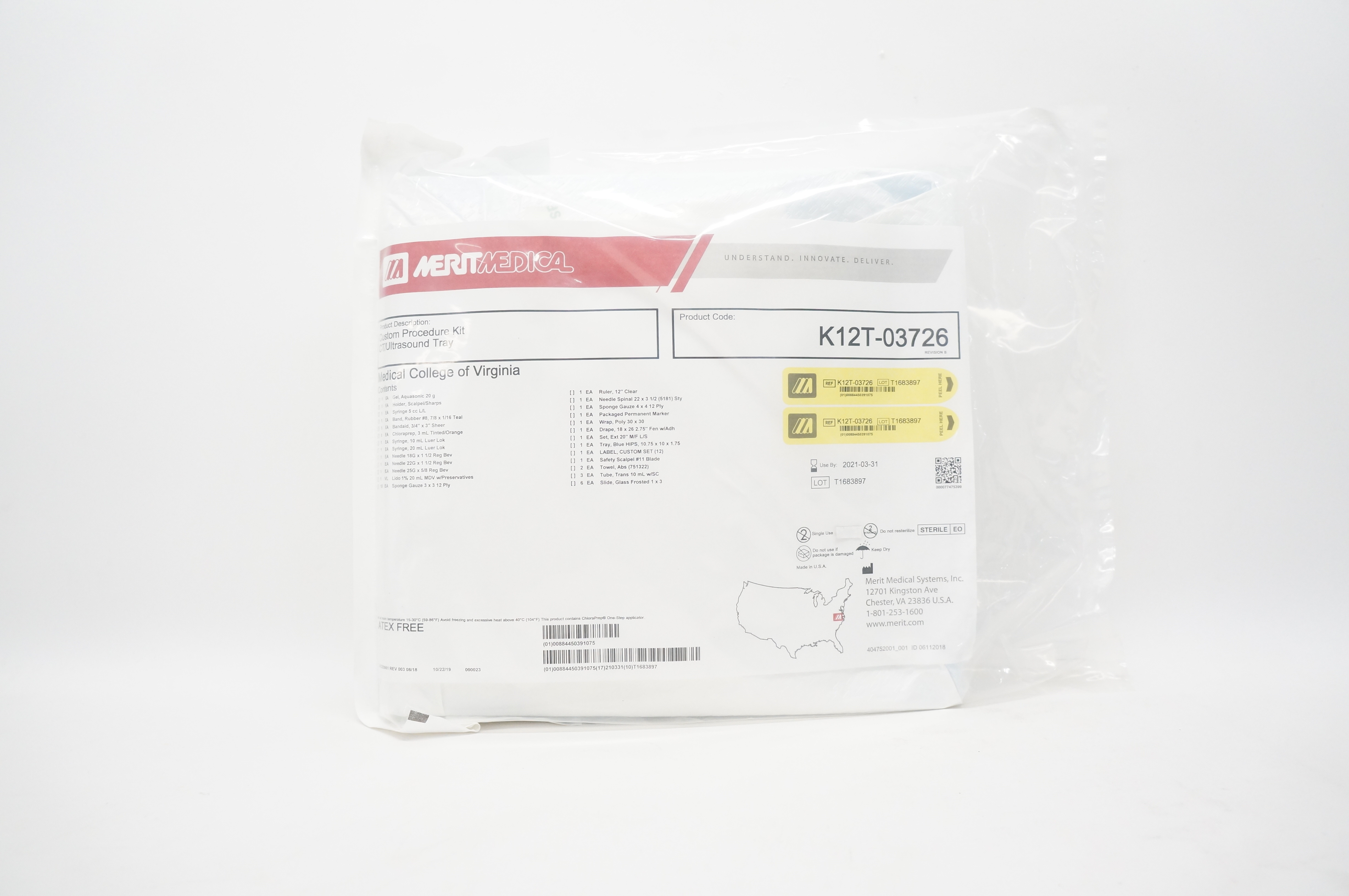 Merit Medical K12T-03726 Custom Procedure Kit CT/Ultrasound Tray (x)
