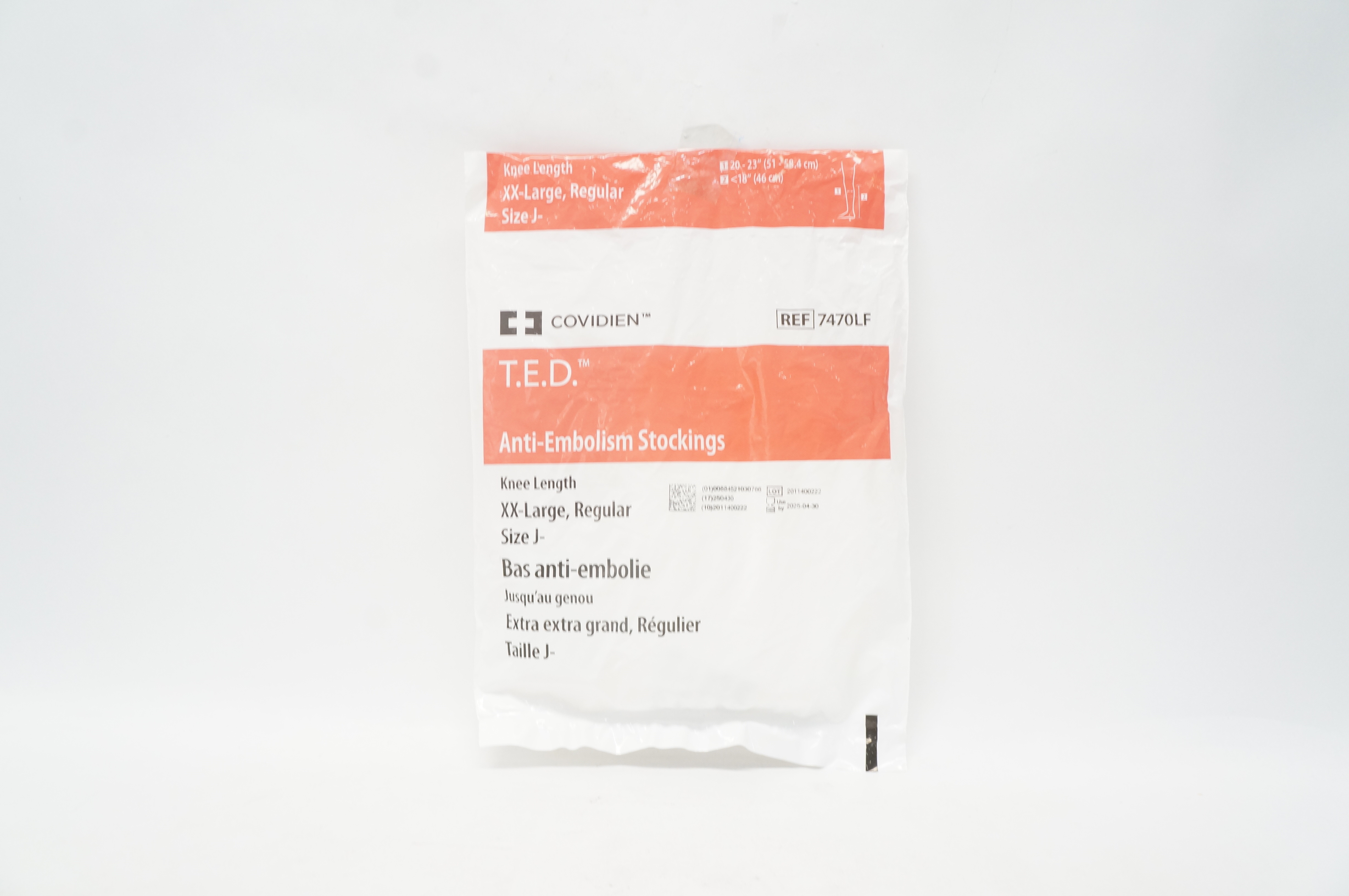 Covidien 7604 T.E.D. Anti-Embolism Stockings Knee Length, X-Large Regular Size G