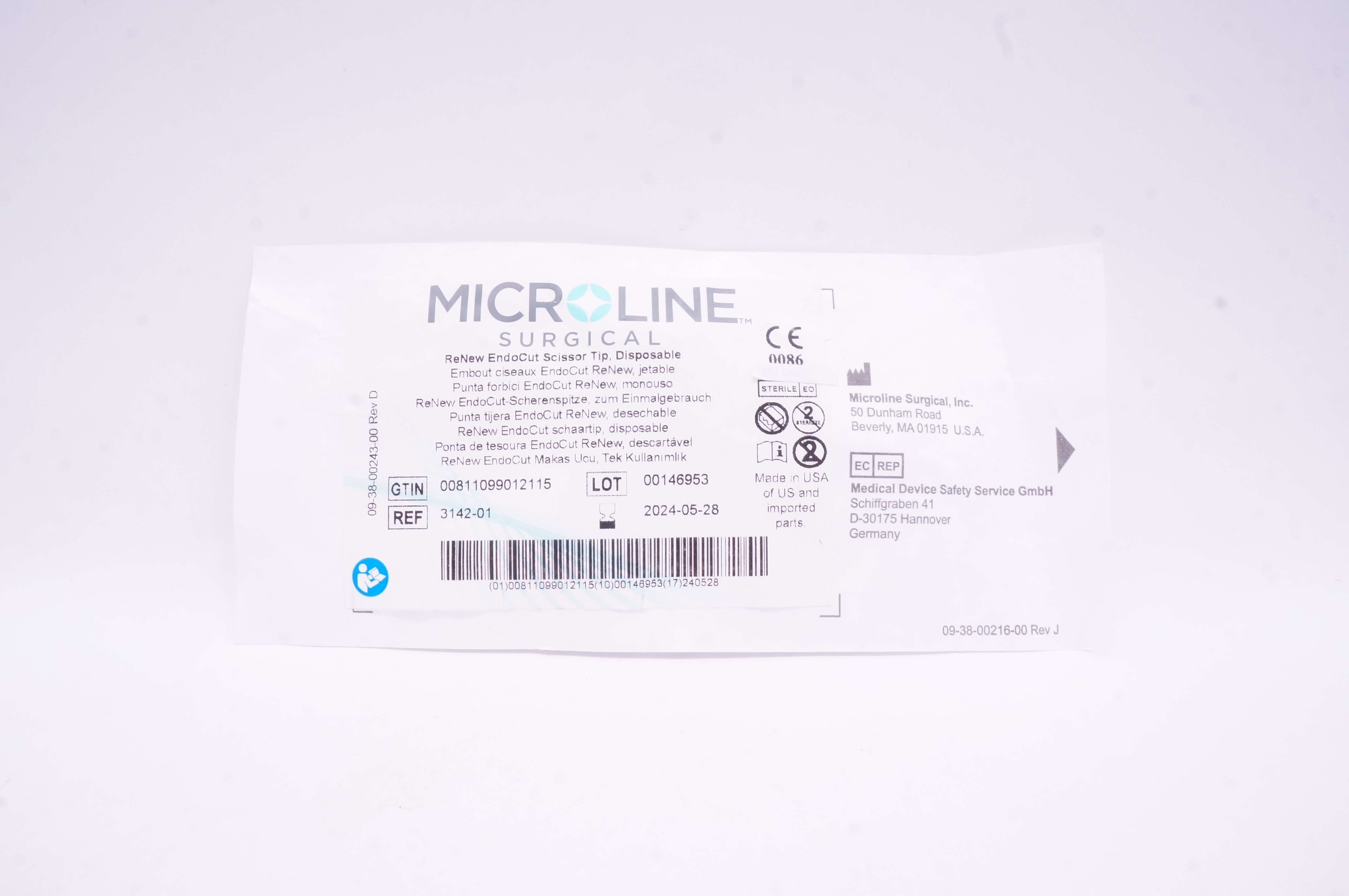 Microline 3142-01 ReNew EndoCut Scissor Tip, Disposable